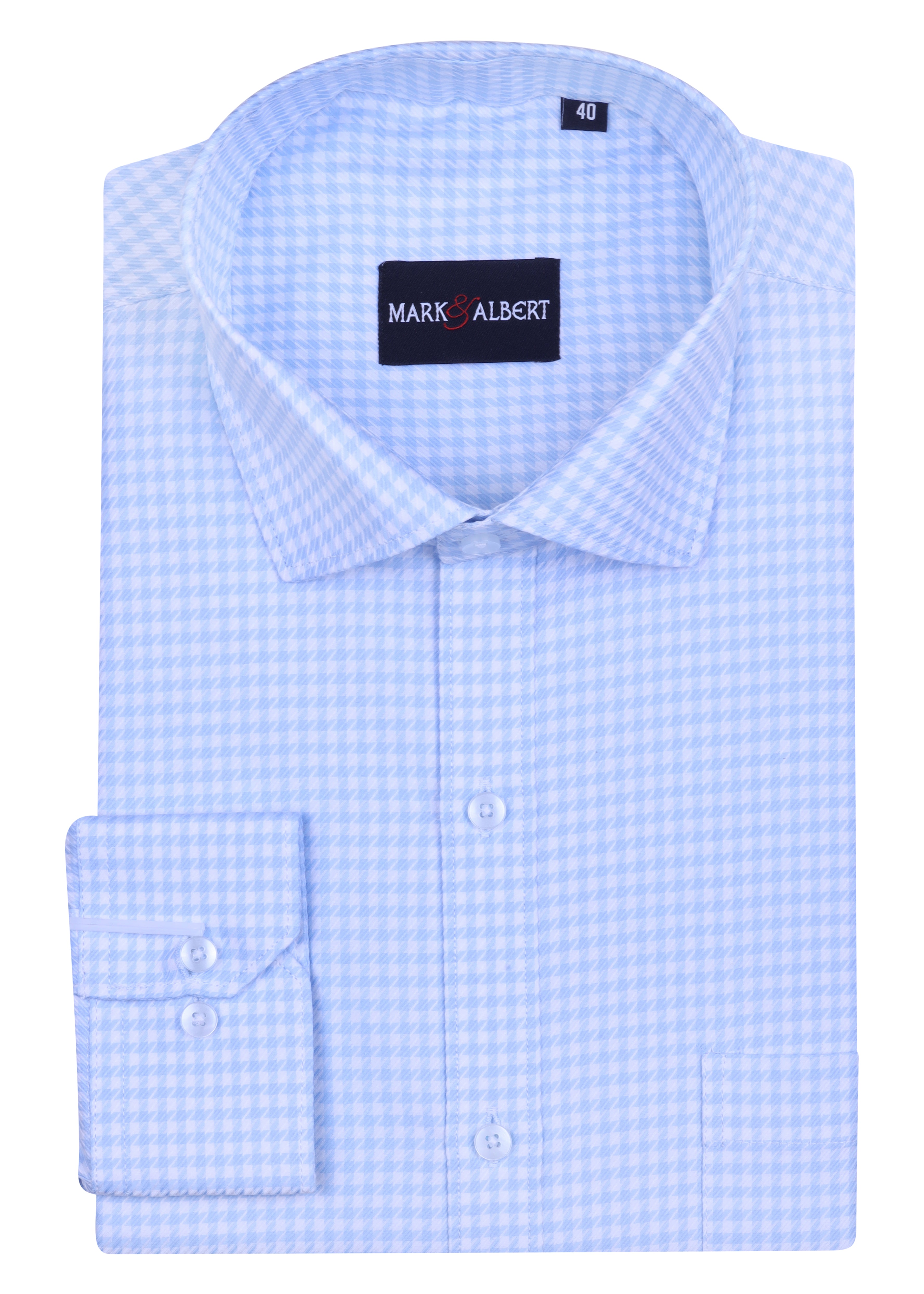 Men's Sky Blue Giza Cotton Textured Formal Shirt Slim Fit | MARK & ALBERT