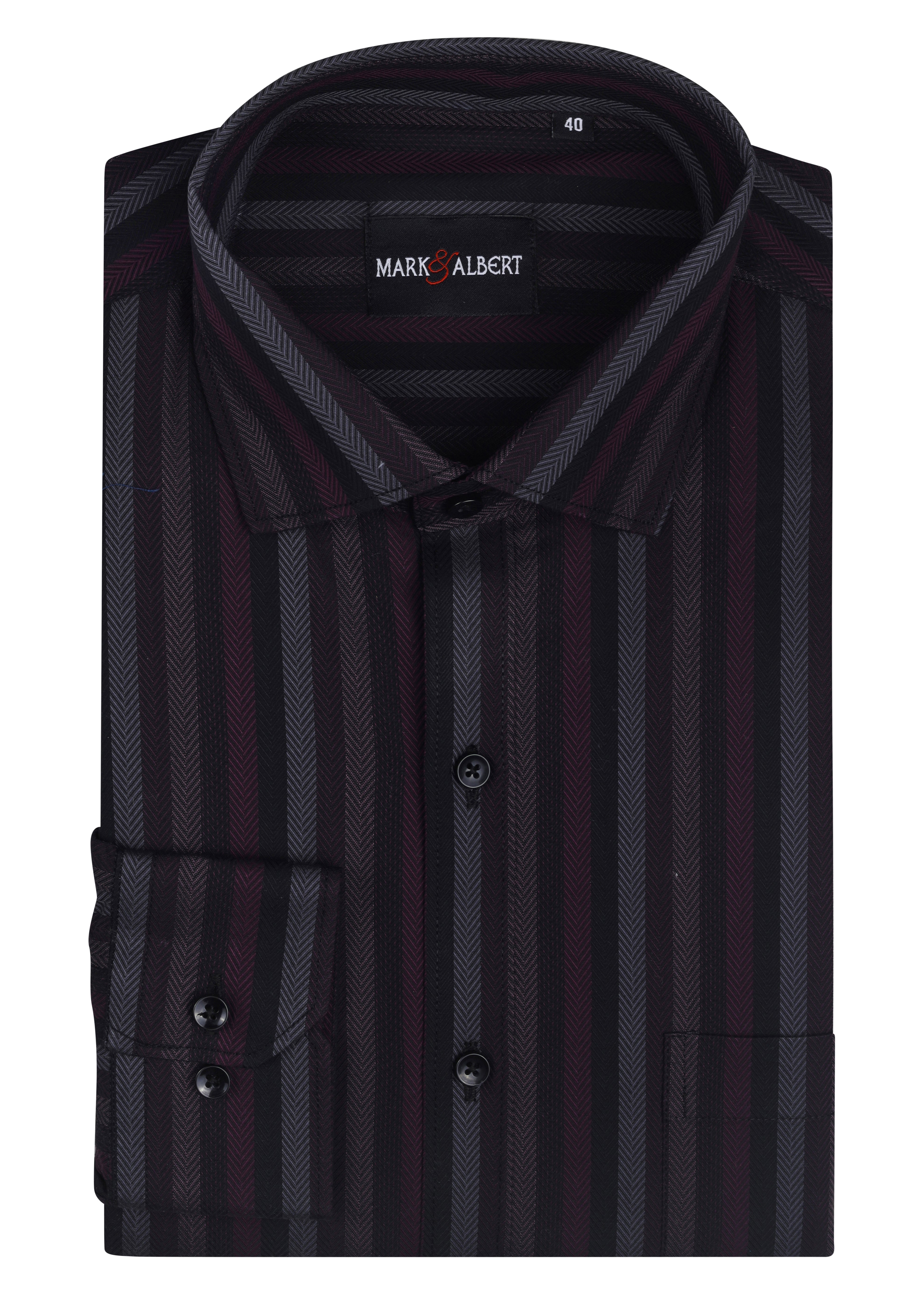 Men's Luxury Giza Cotton Herringbone Slim Fit Formal Shirt | Mark & Albert