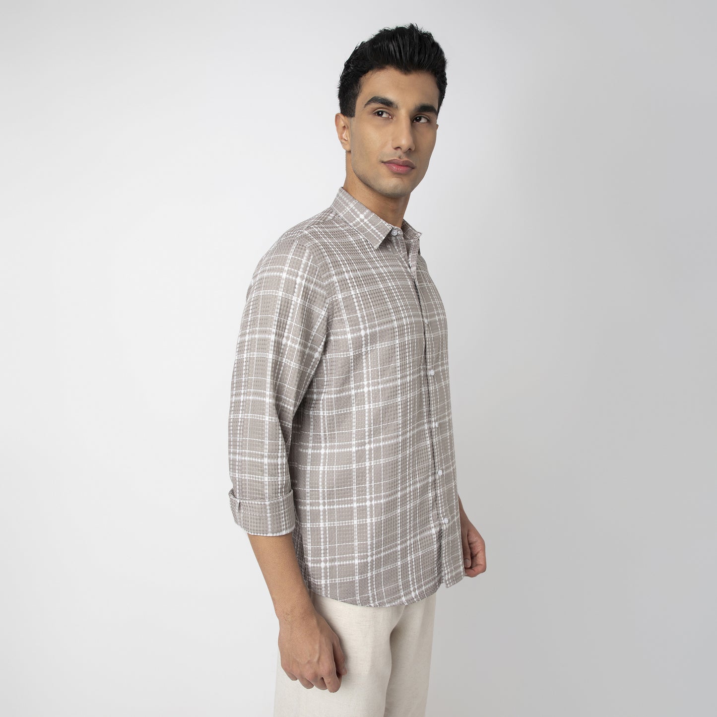Waffle Dobby Checkered Shirt