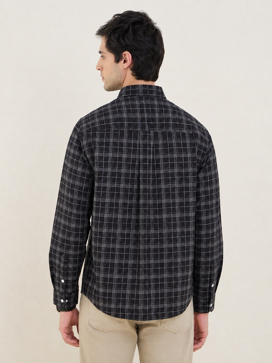 Men’s 100% Cotton Black Check Regular Fit Shirt | MARK & ALBERT