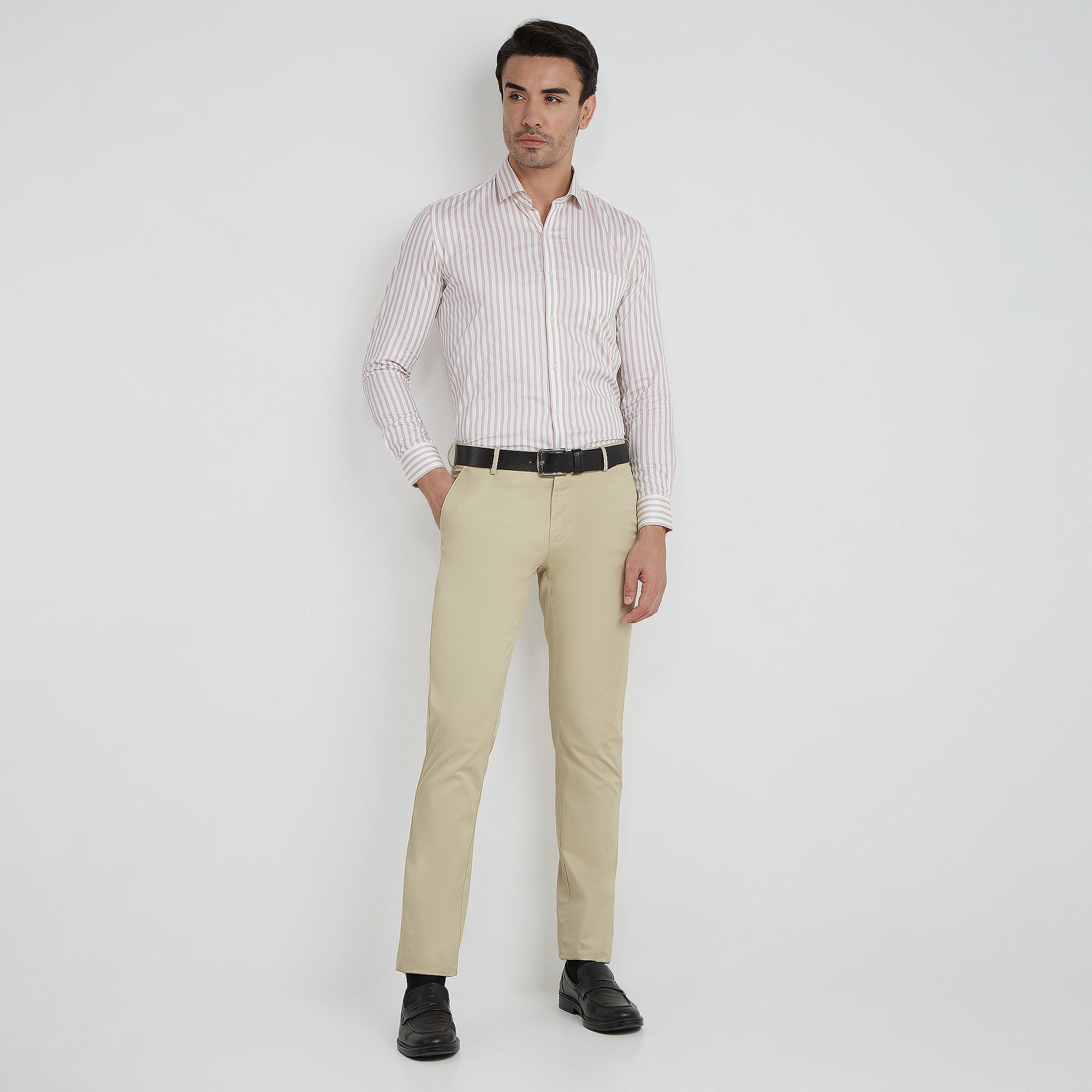 Men's 100% Cotton Pink Striped Shirt Slim Fit | MARK & ALBERT