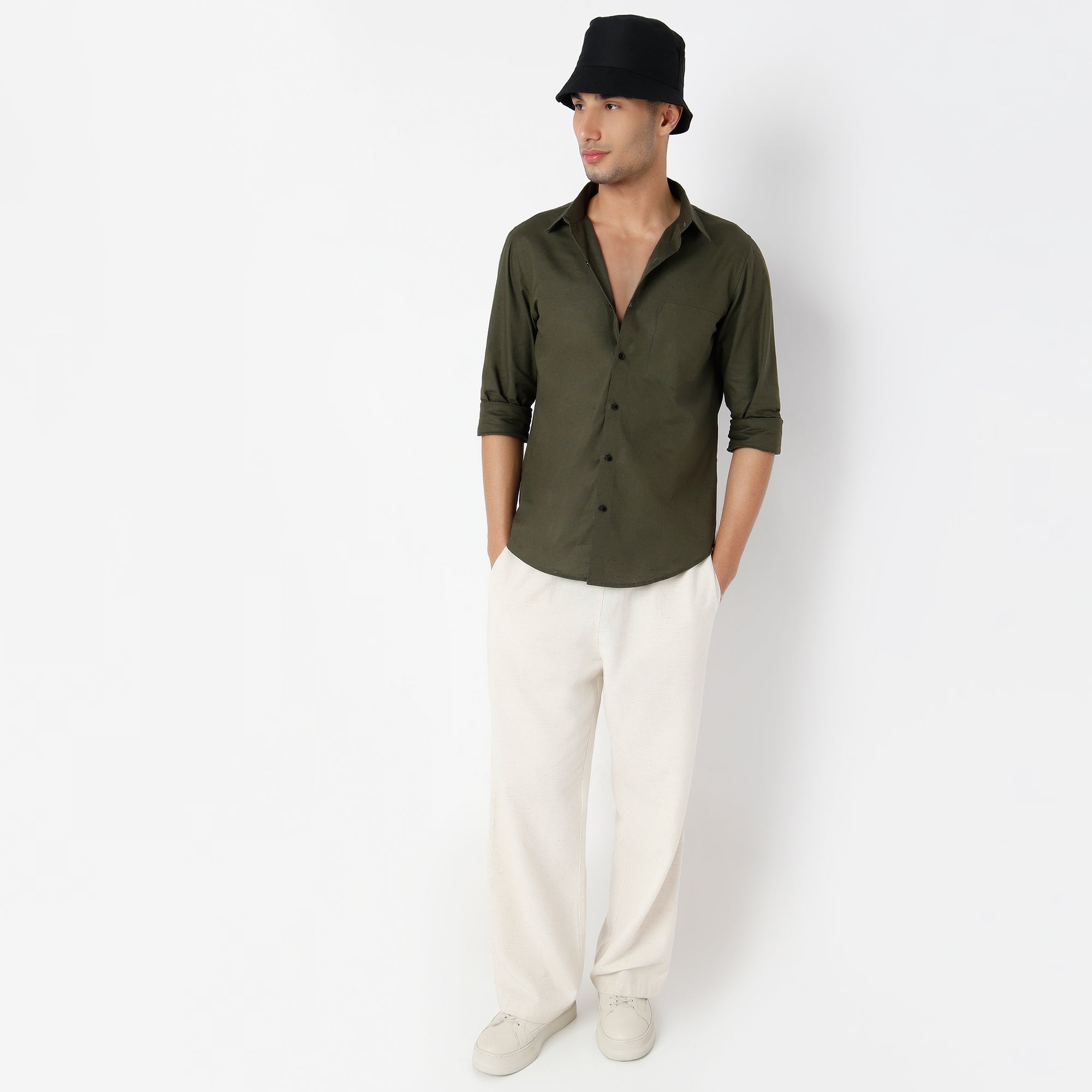 Men's Green Linen Casual Shirt