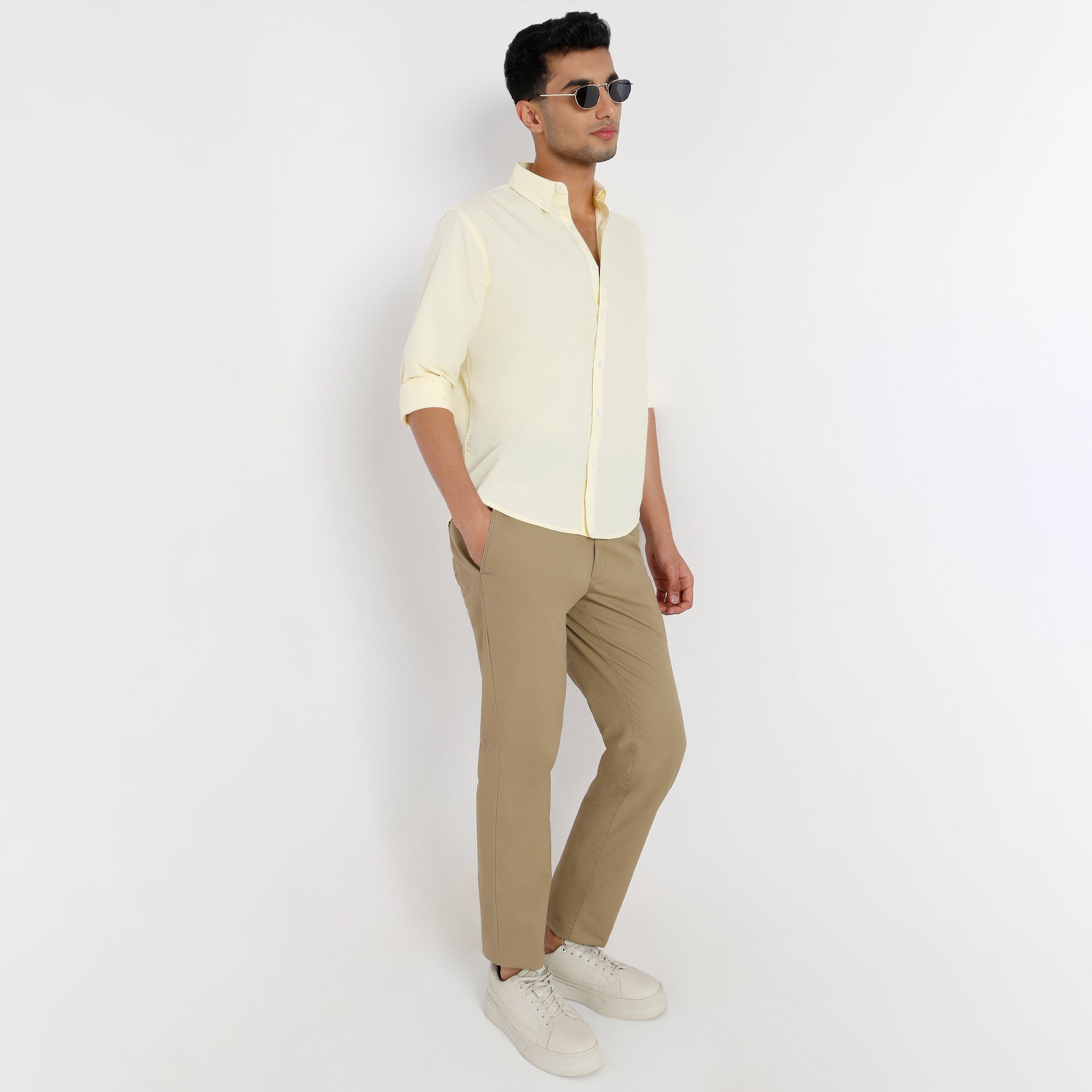 Men's Yellow Linen Casual Shirt