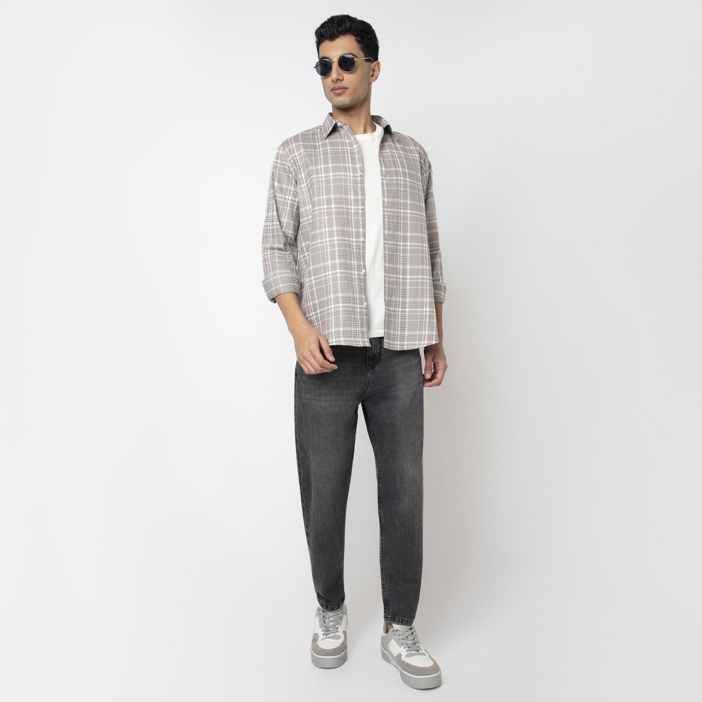 Waffle Dobby Checkered Shirt