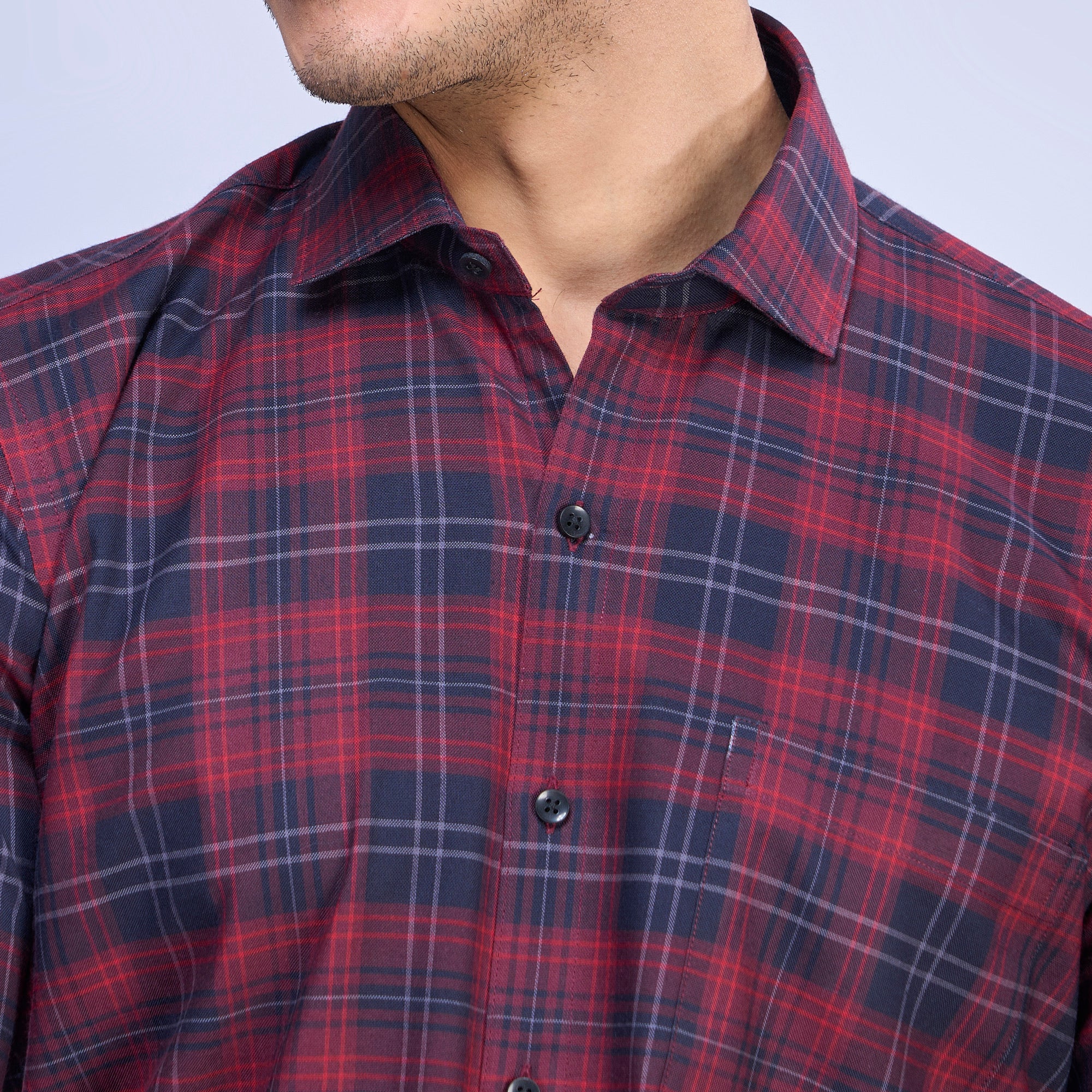 Pure Cotton Red and Blue Checkered Shirt