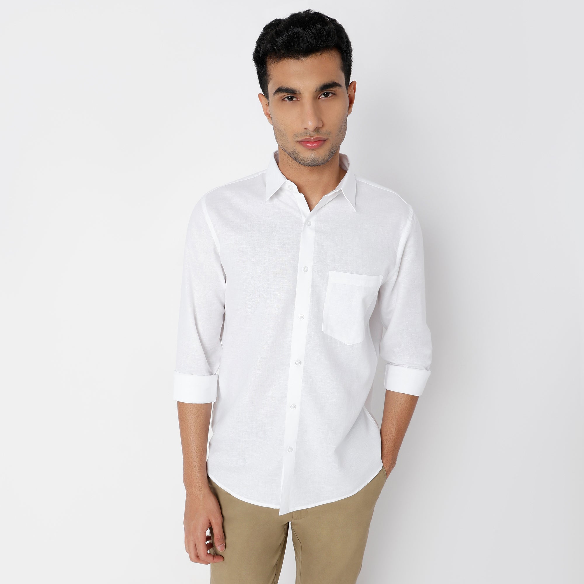 Men's White Linen Casual Shirt