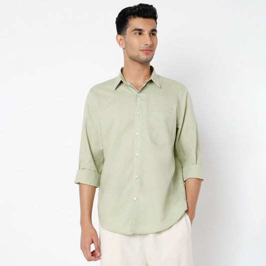 Men's Green Linen Casual Shirt