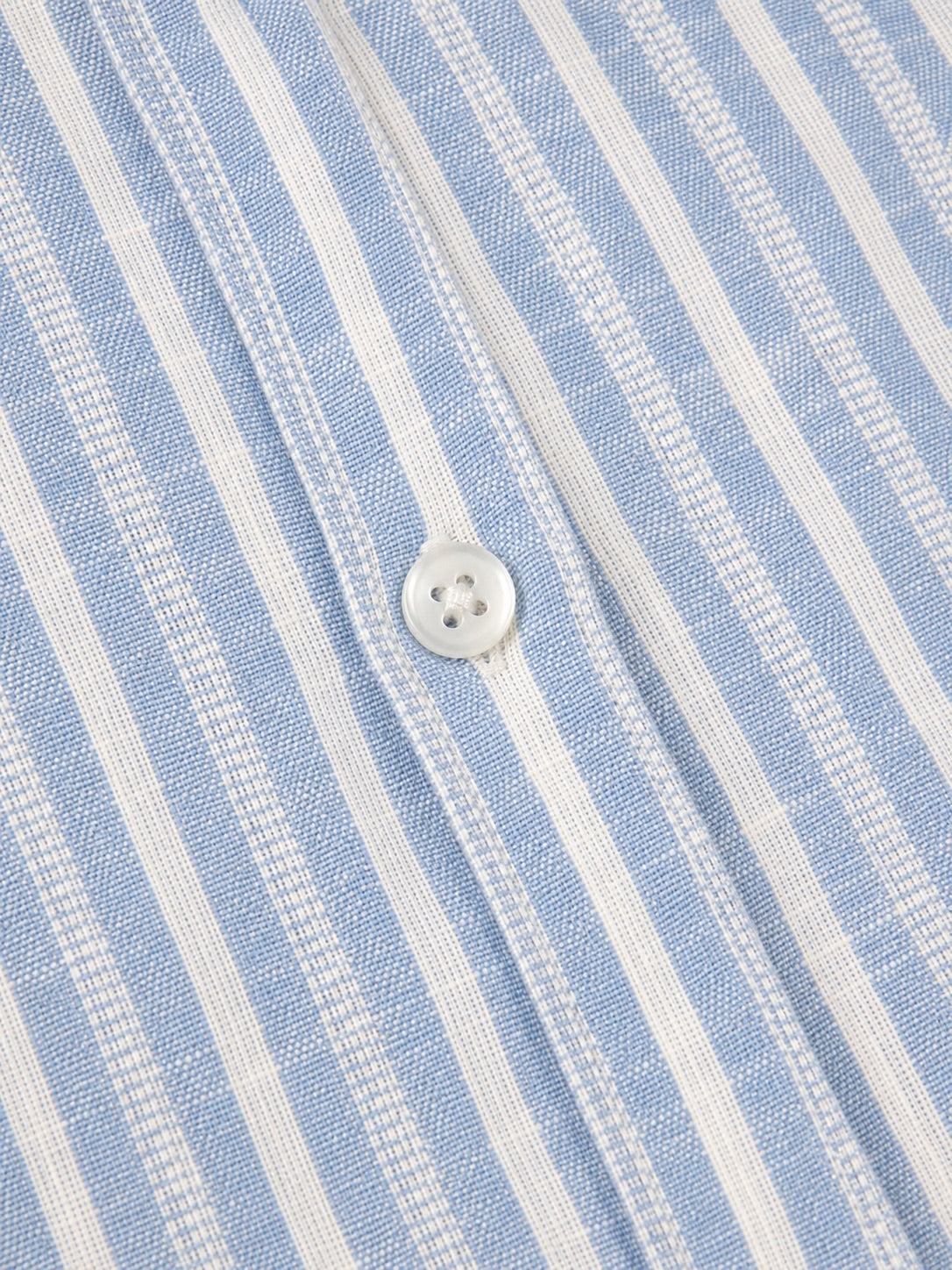 Men's Blue Striped Linen Cotton Blend Half Sleeve Formal Shirt | Regular Fit