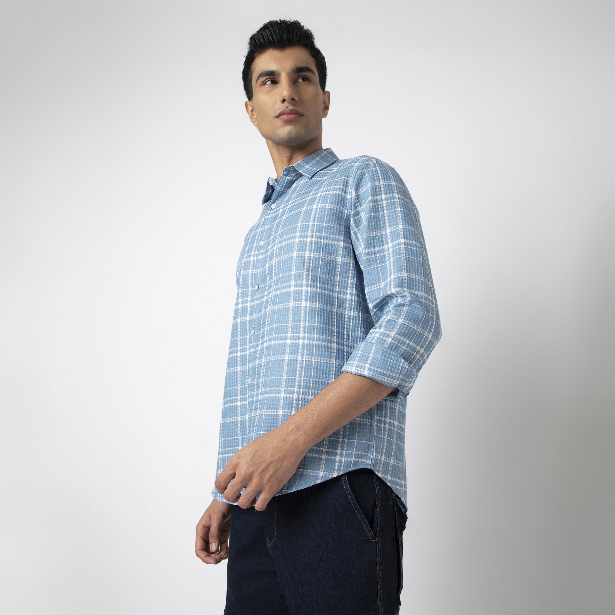 Waffle Dobby Checkered Shirt