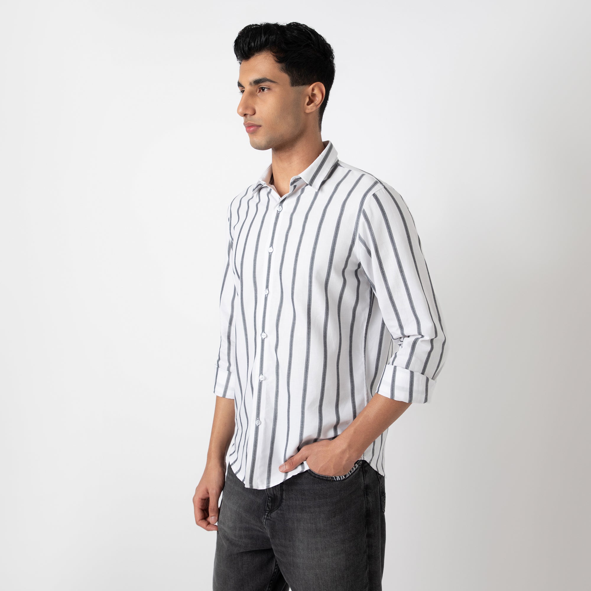 Striped Cotton Casual Shirt