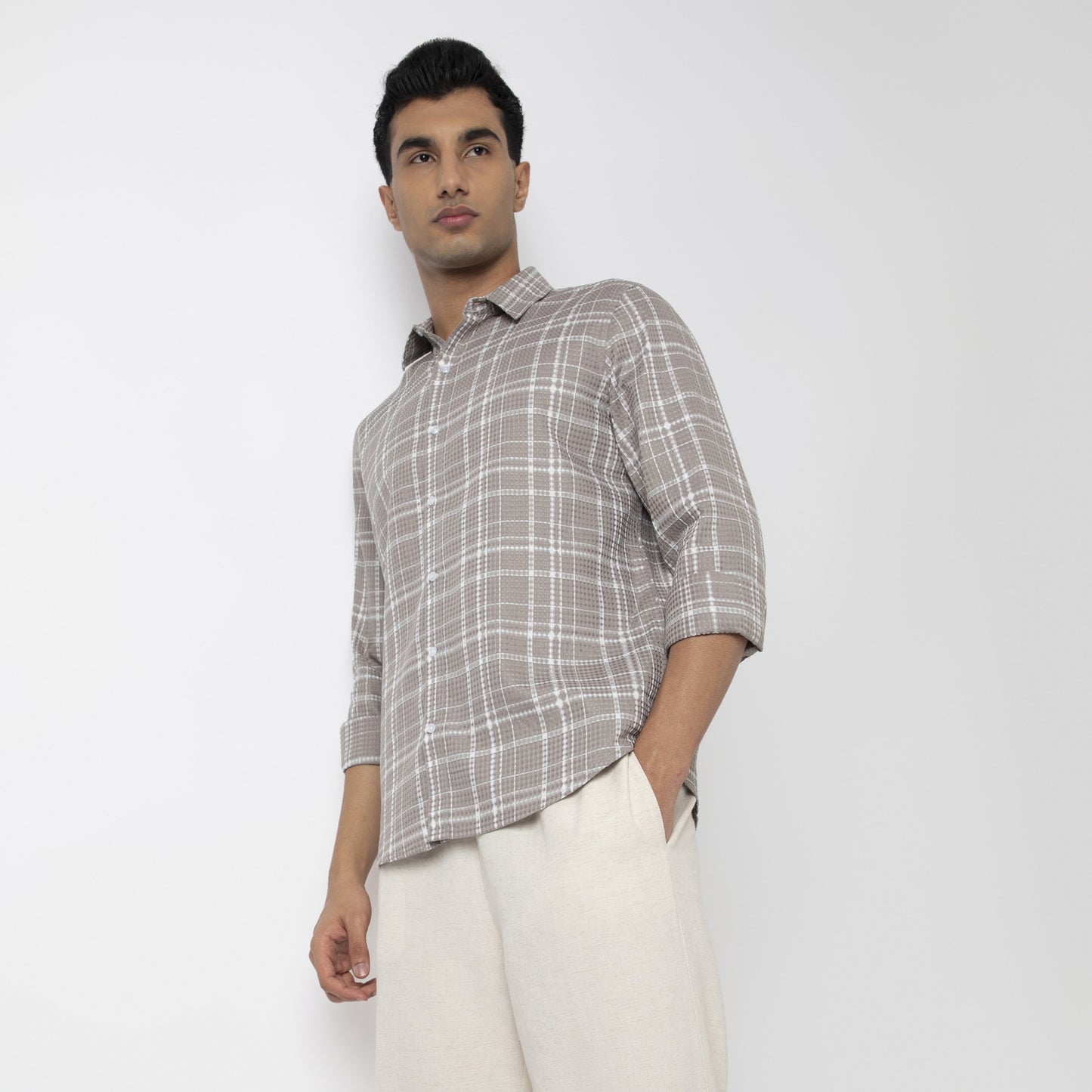 Waffle Dobby Checkered Shirt