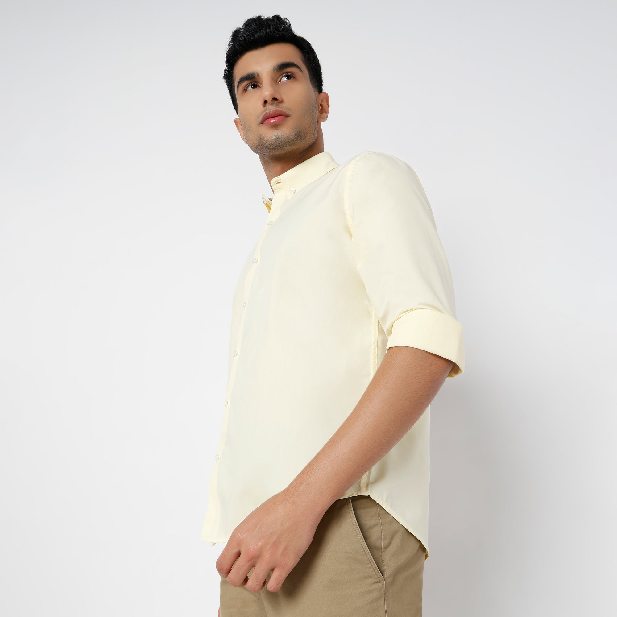 Men's Yellow Linen Casual Shirt
