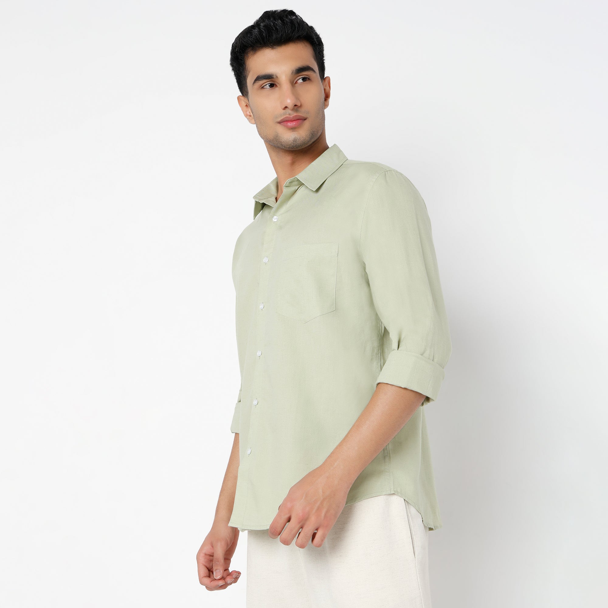 Men's Green Linen Casual Shirt