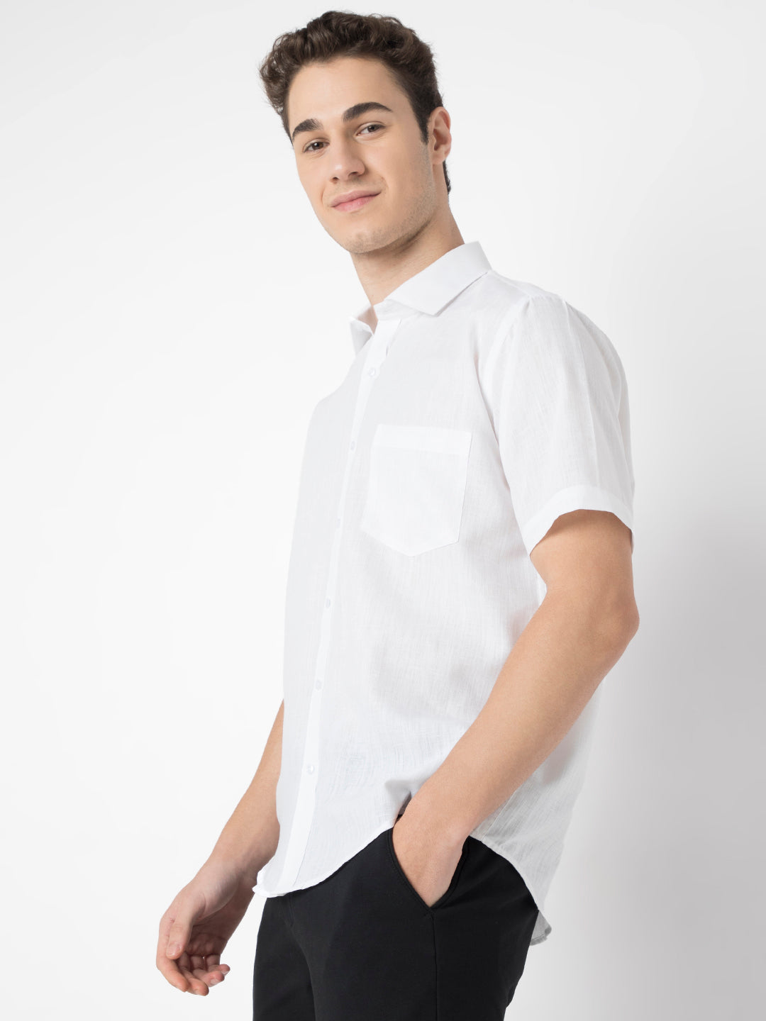 Cotton Linen Half Sleeve Shirt