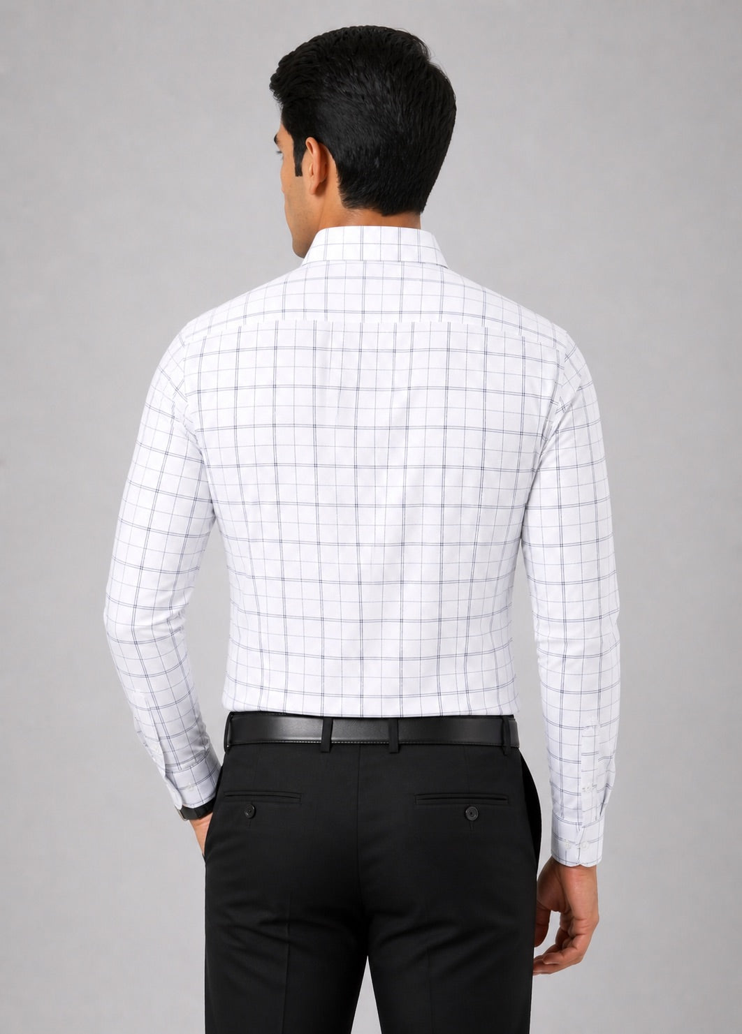 Men’s White Checkered 100% Cotton Slim Fit Formal Shirt | MARK & ALBERT