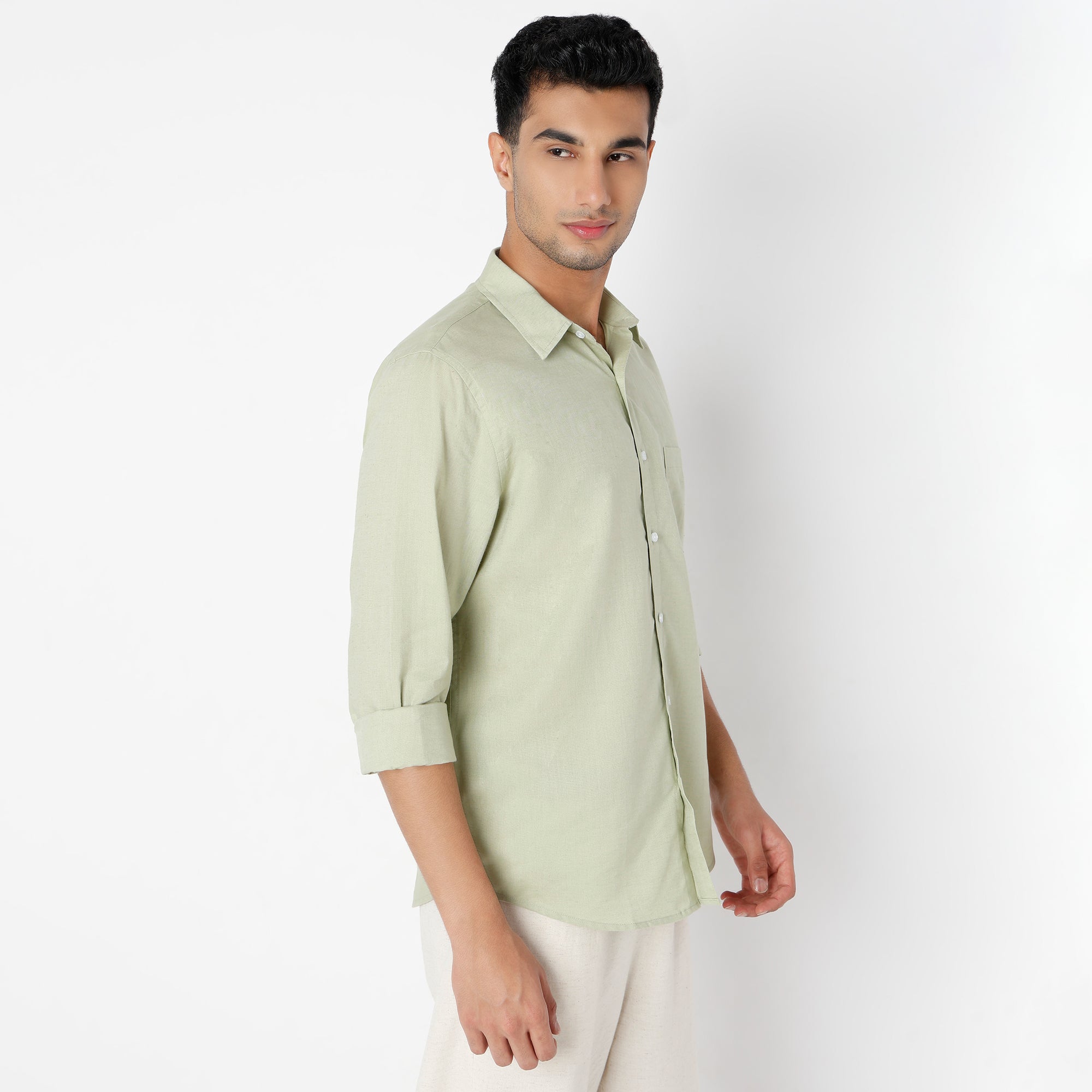 Men's Green Linen Casual Shirt