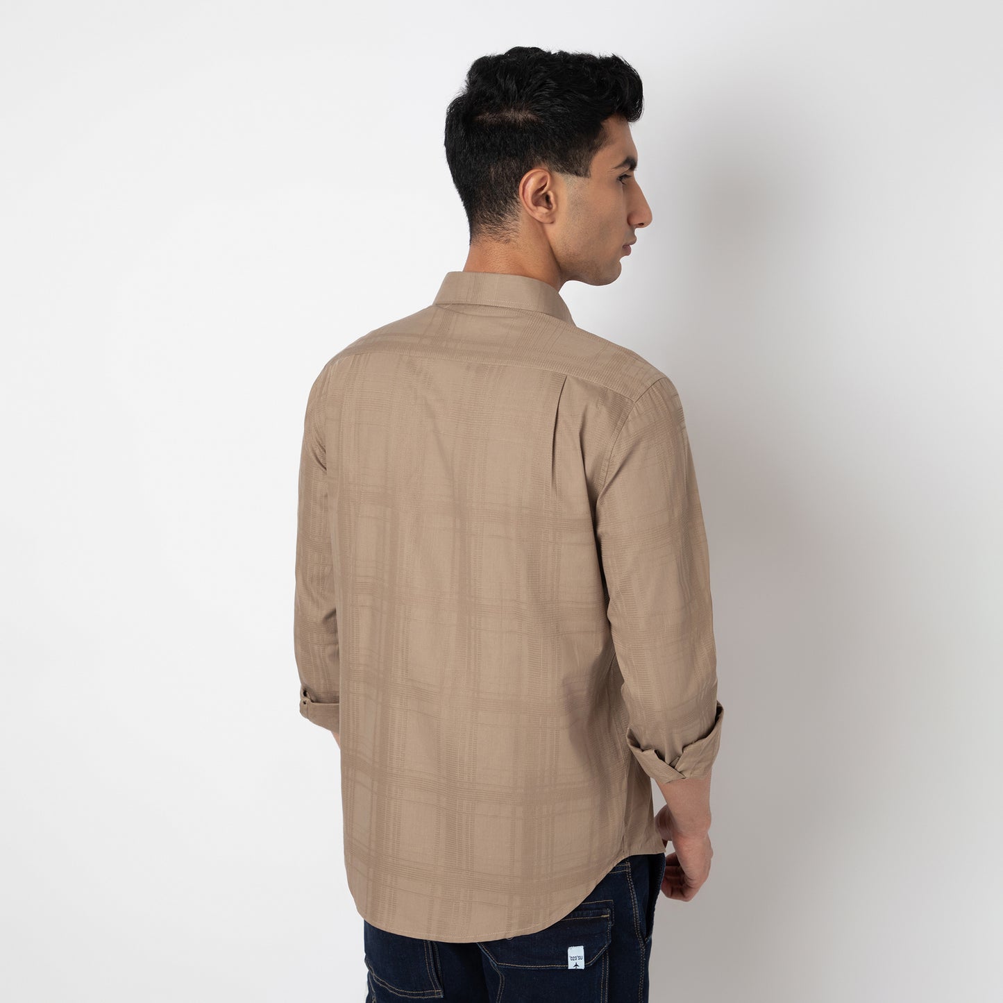 Self-Checkered Semi-Formal Shirt