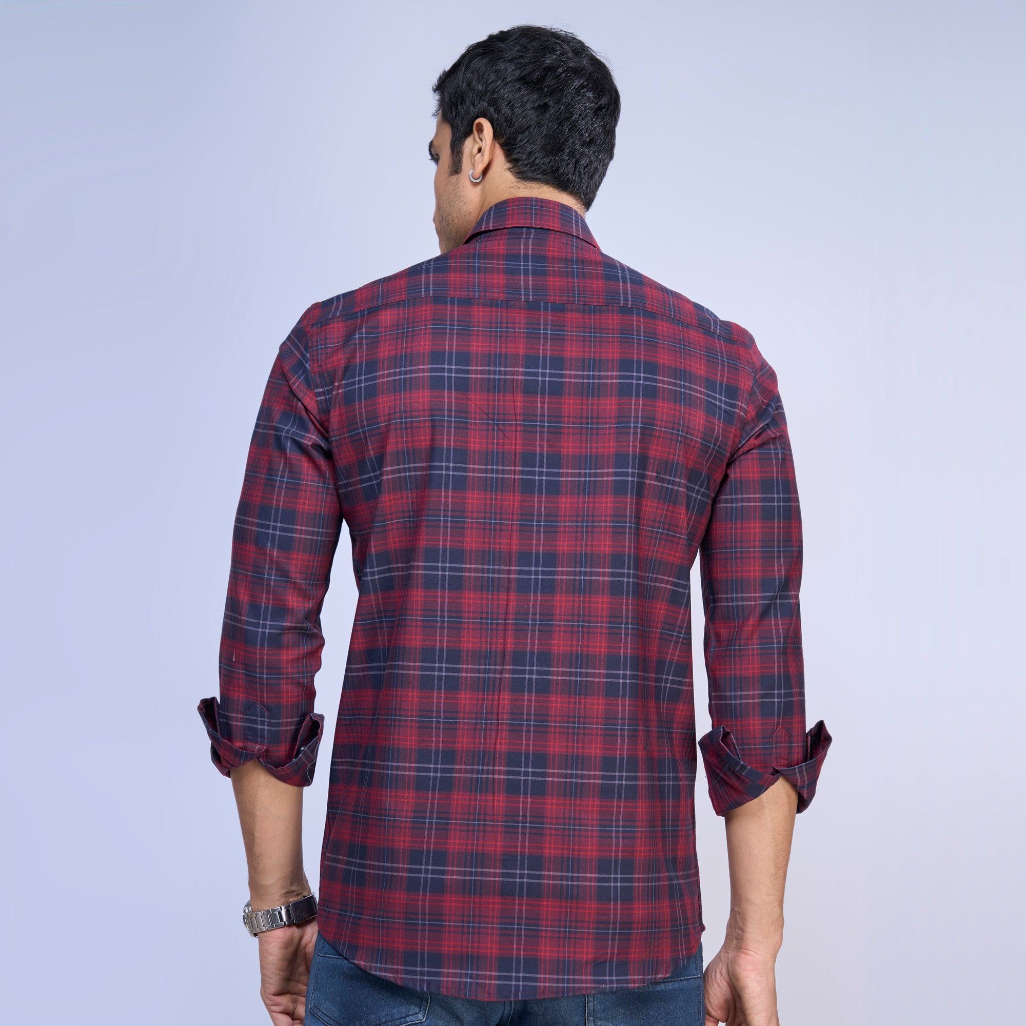 Pure Cotton Red and Blue Checkered Shirt