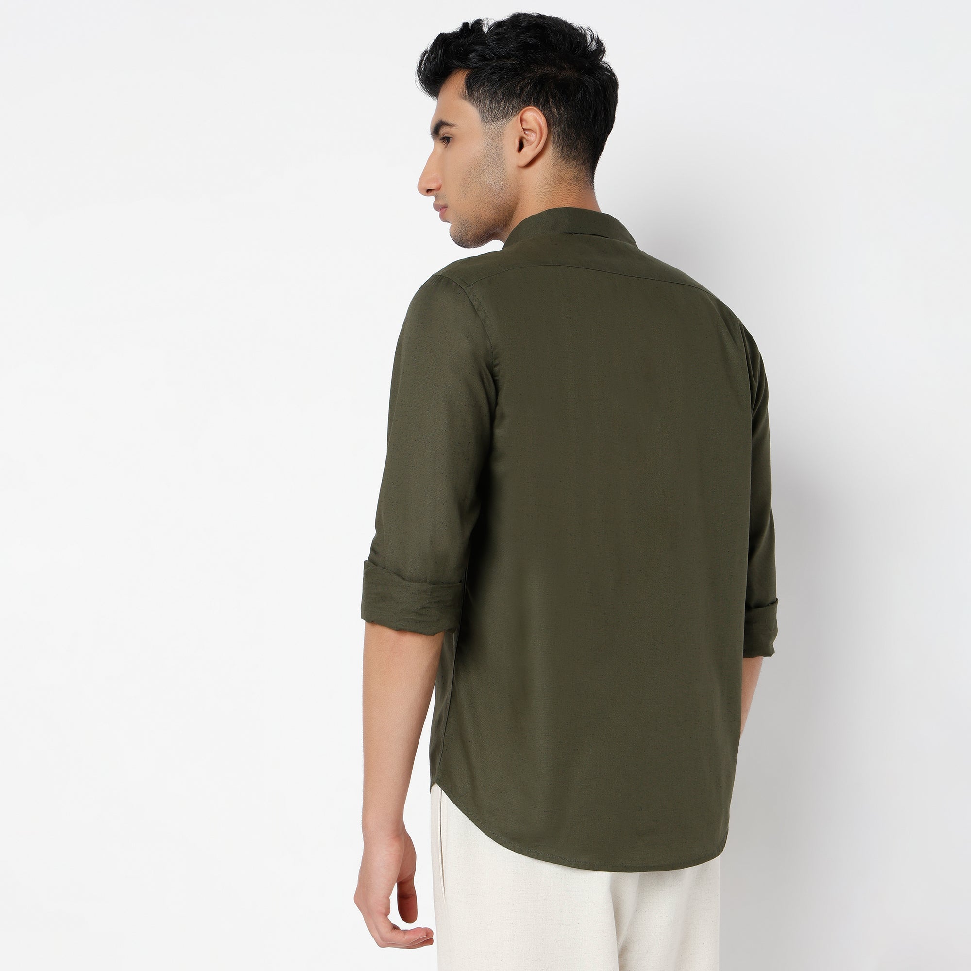 Men's Green Linen Casual Shirt
