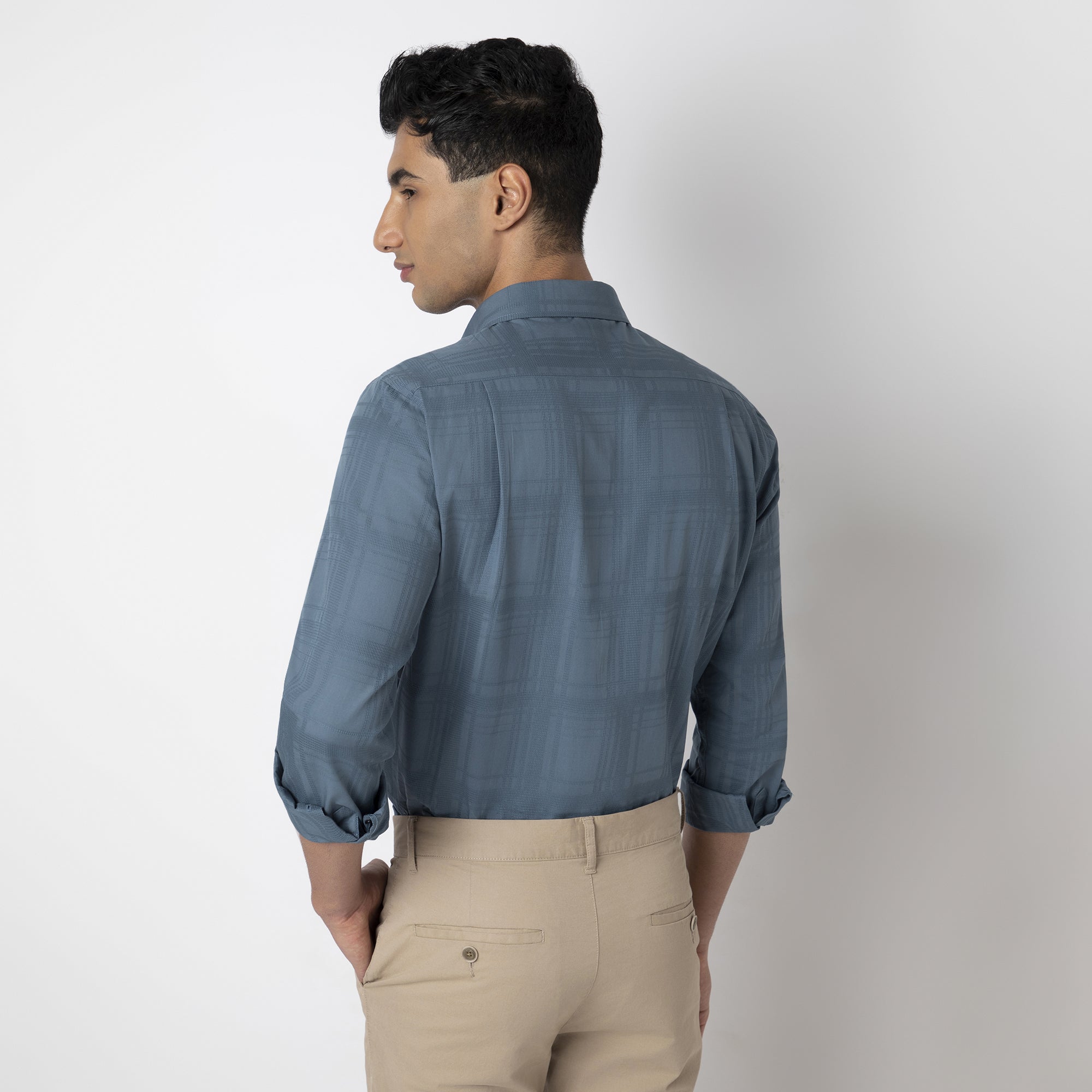 Self-Checkered Semi-Formal Shirt