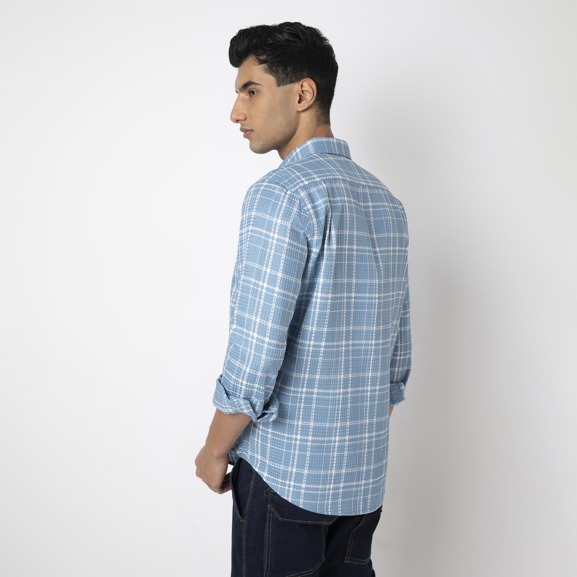 Waffle Dobby Checkered Shirt