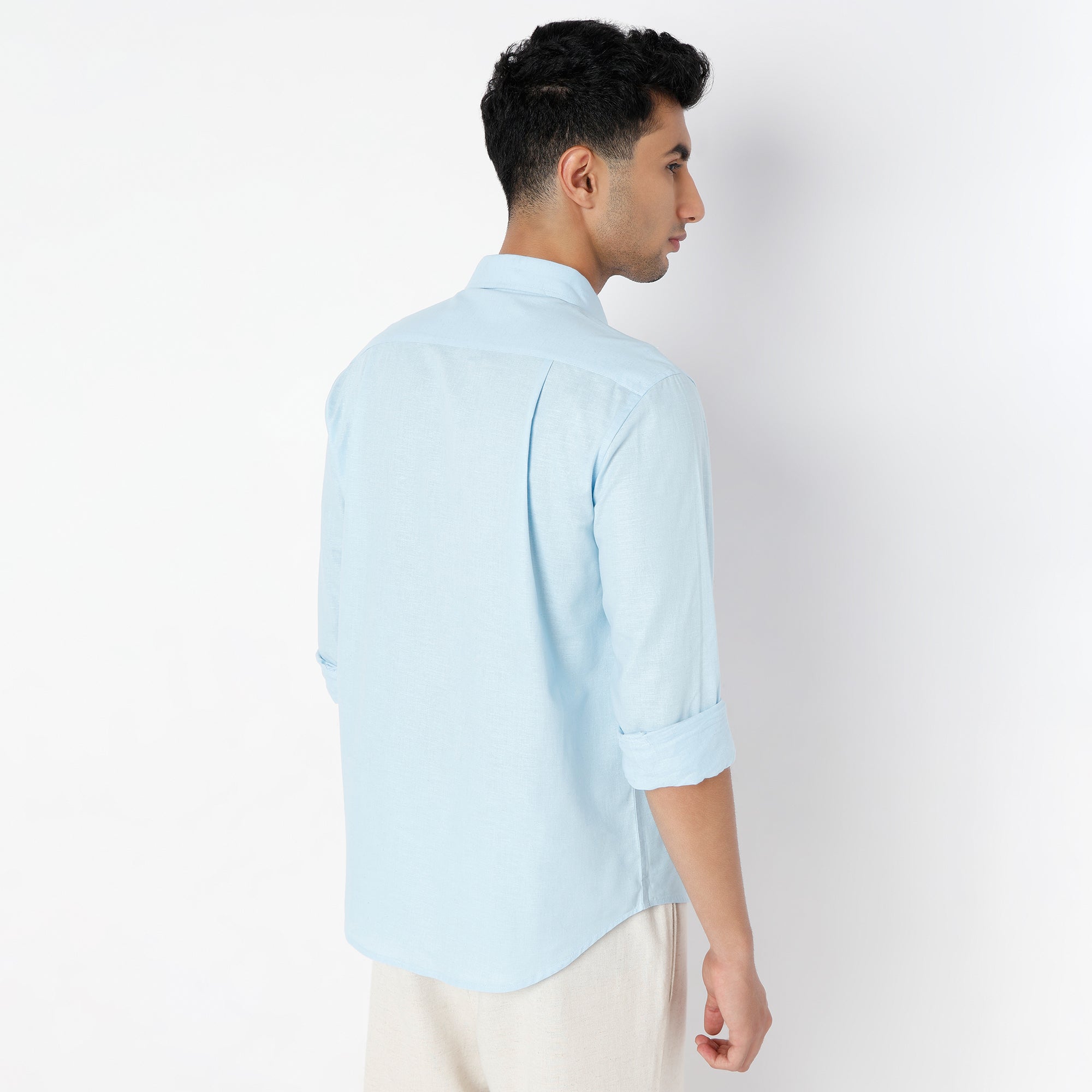 Men's Blue Linen Casual Shirt