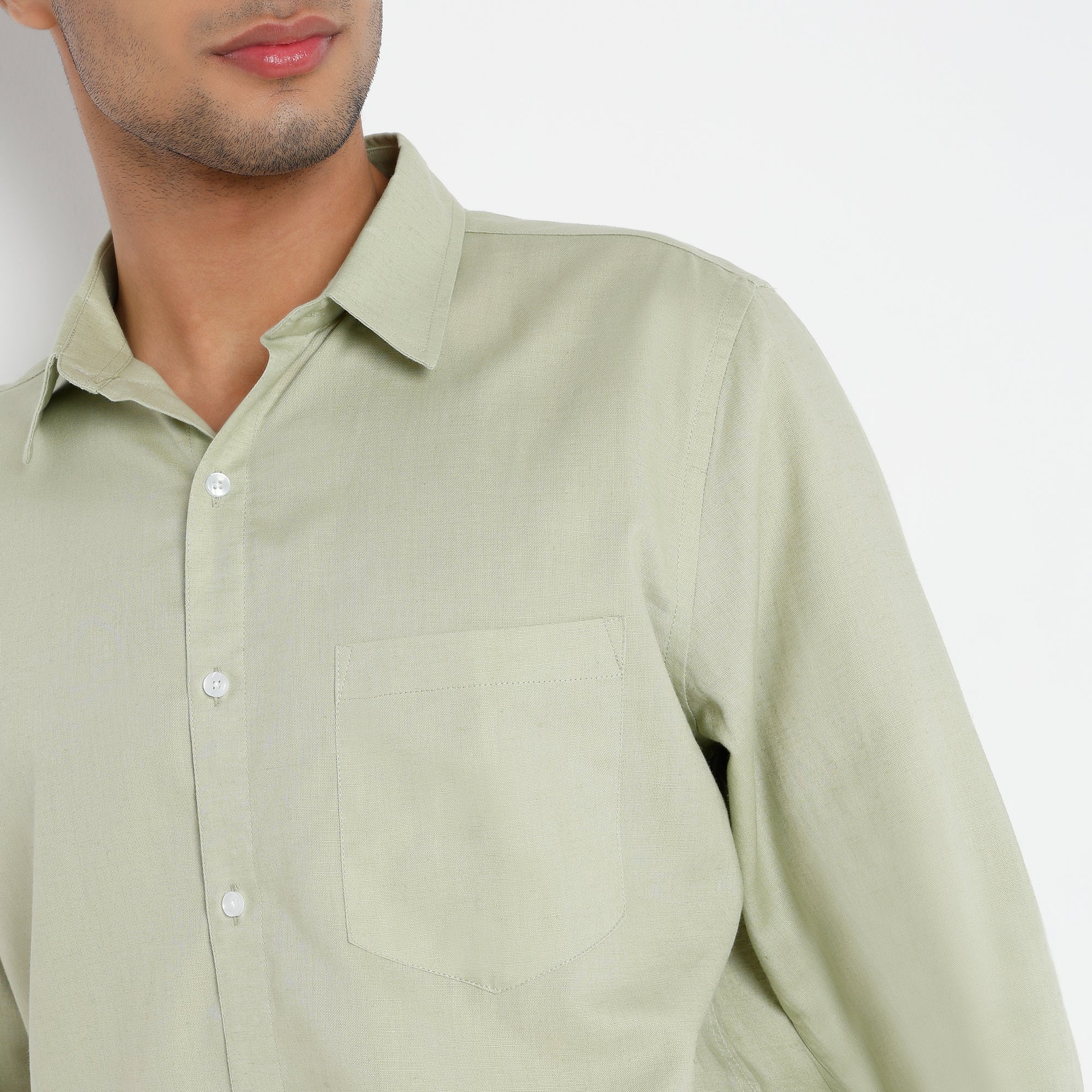 Men's Green Linen Casual Shirt