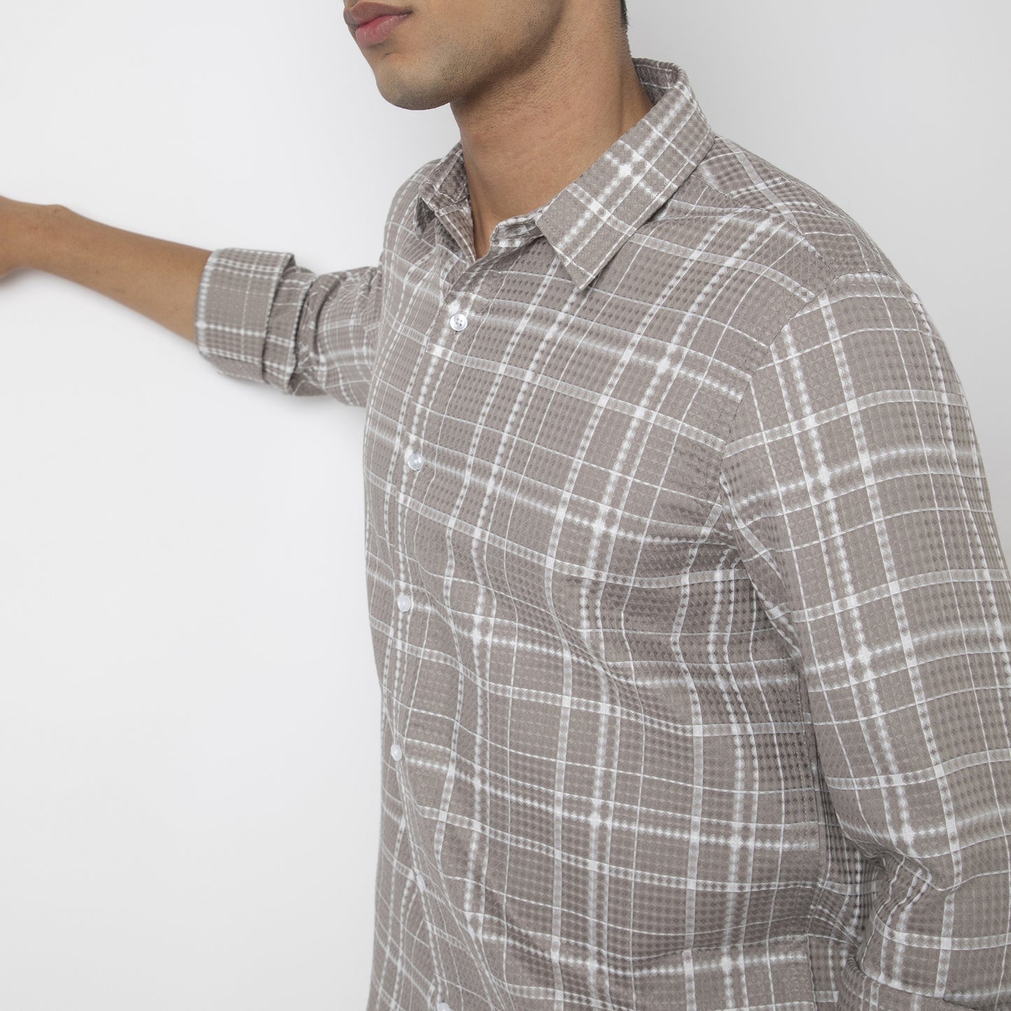 Waffle Dobby Checkered Shirt