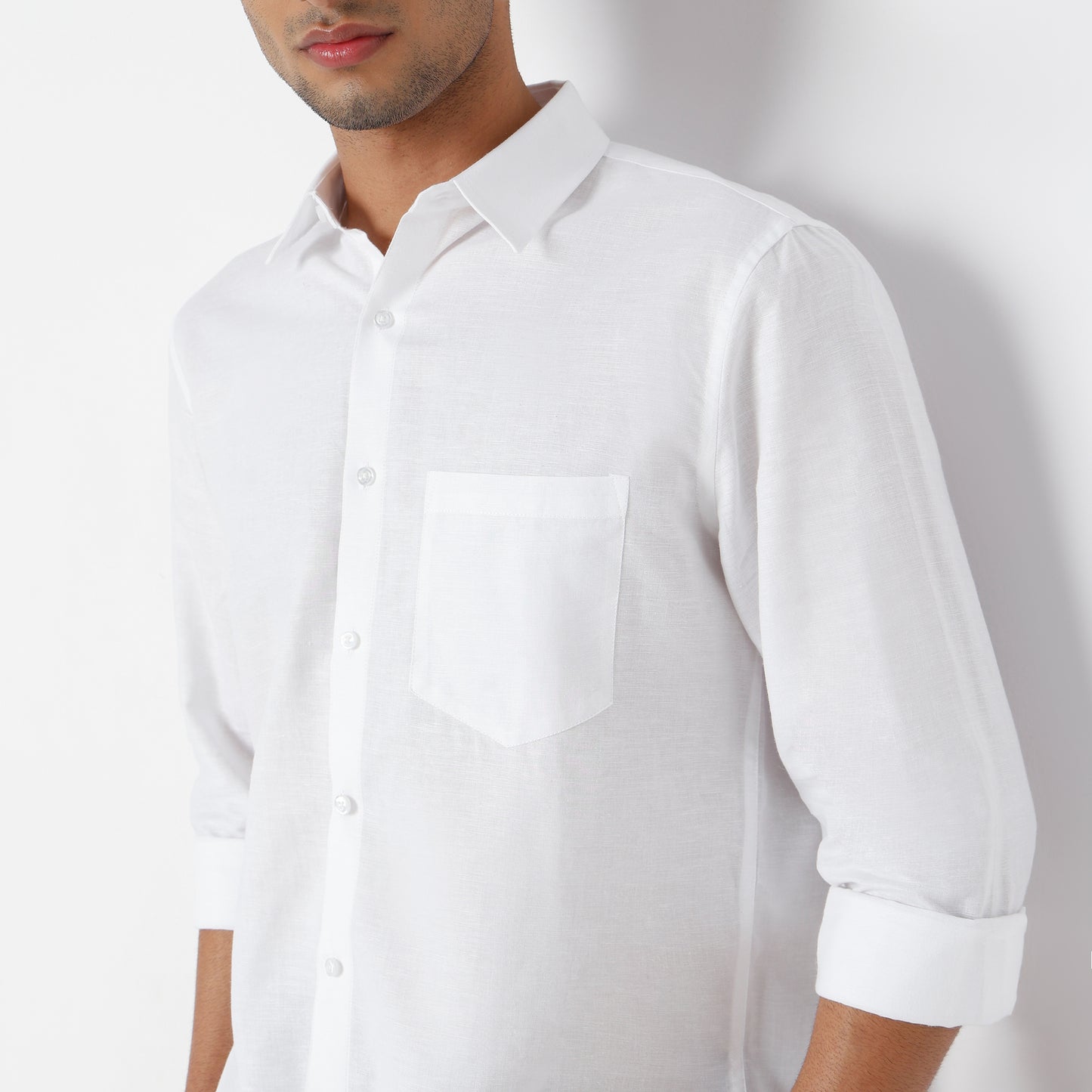 Men's White Linen Casual Shirt