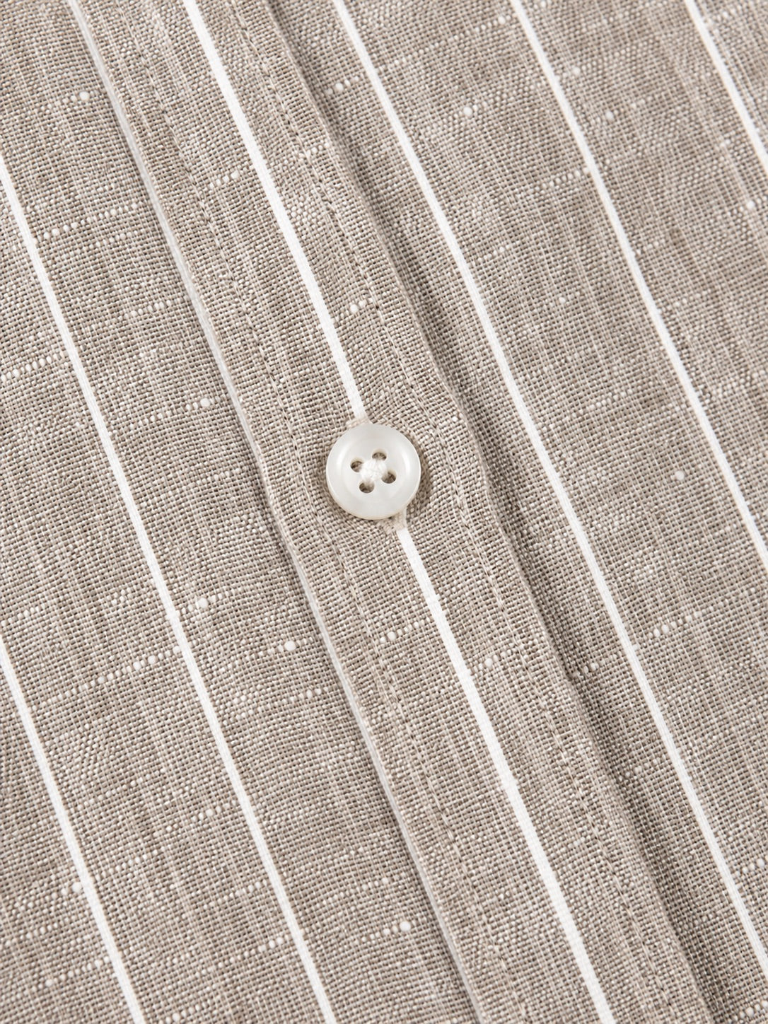 Men's Beige Striped Linen Cotton Blend Half Sleeve Formal Shirt | MARK & ALBERT