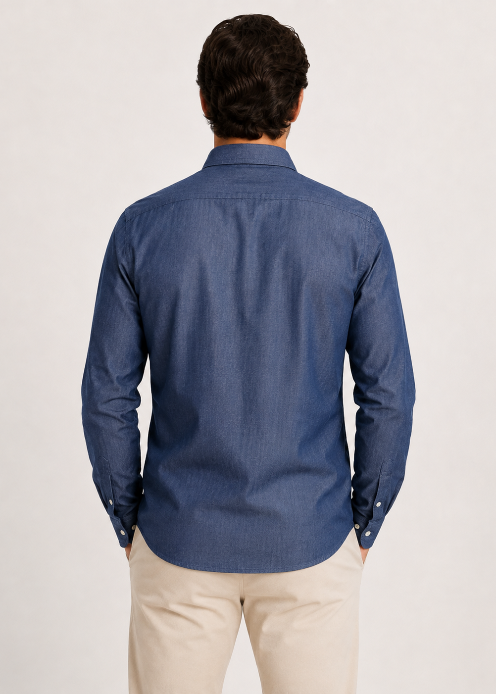 Men's Dark Blue Denim 100% Cotton Slim Fit Casual Shirt | MARK & ALBERT