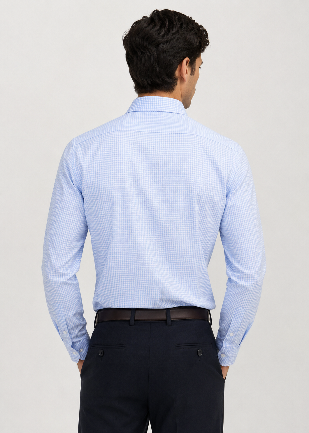 Men's Sky Blue Giza Cotton Textured Formal Shirt Slim Fit | MARK & ALBERT