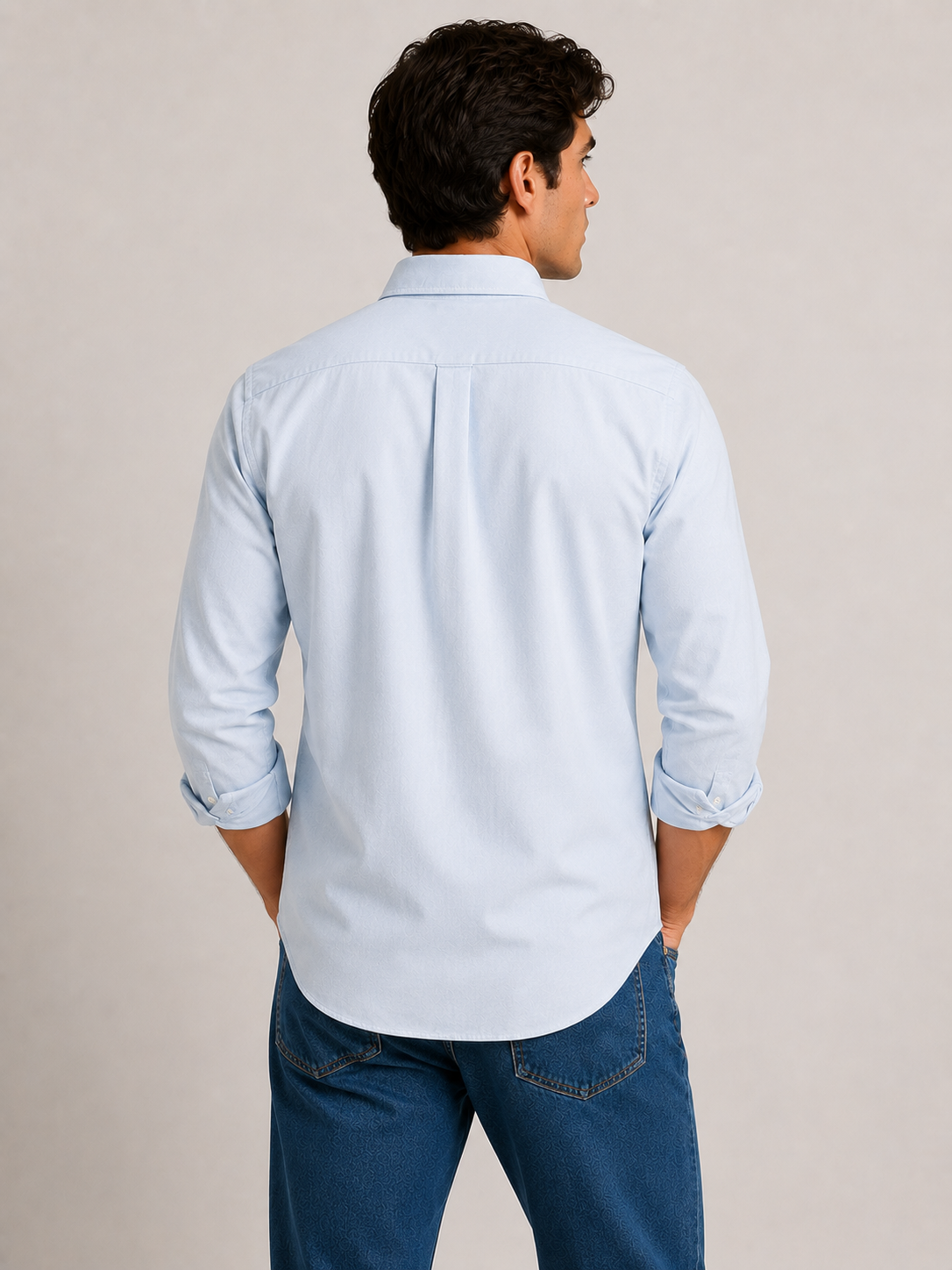 Men's Sky Blue 100% Cotton Oxford Slim Fit Button-Down Shirt | MARK & ALBERT