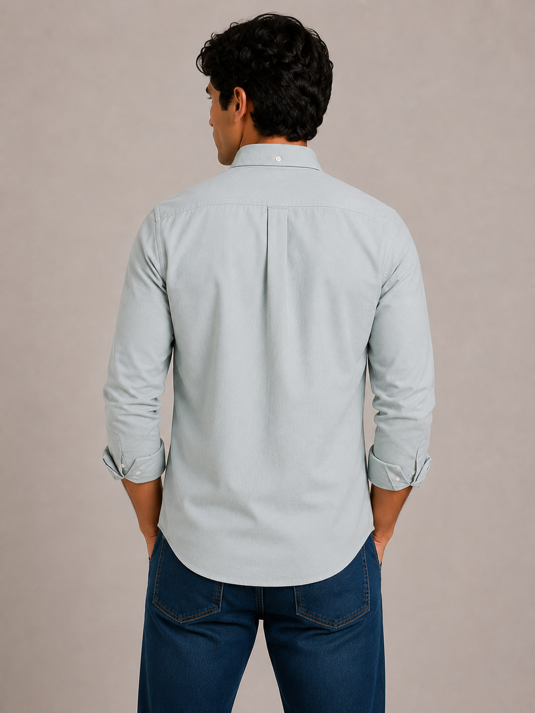 Men's Green 100% Cotton Oxford Slim Fit Button-Down Shirt | MARK & ALBERT
