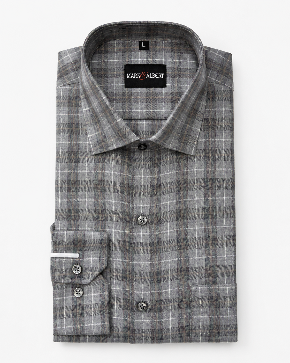 Men’s Grey Checkered 100% Cotton Slim Fit Formal Shirt | MARK & ALBERT