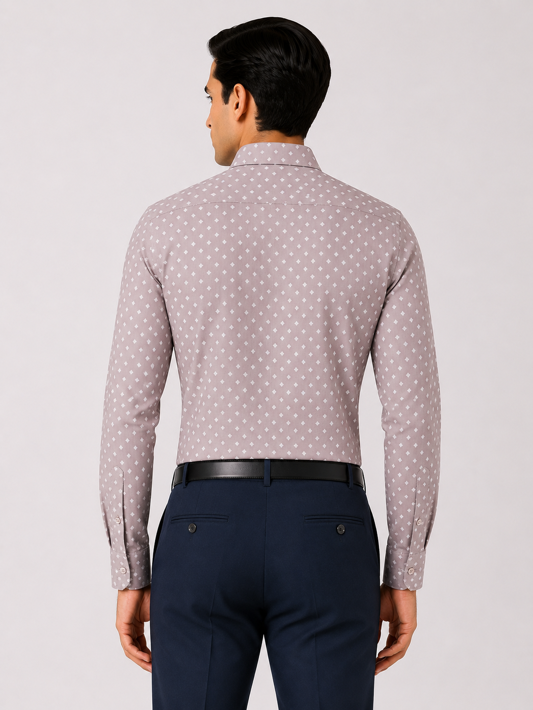 Men’s Salmon Pink Printed 100% Cotton Slim Fit Formal Shirt | MARK & ALBERT
