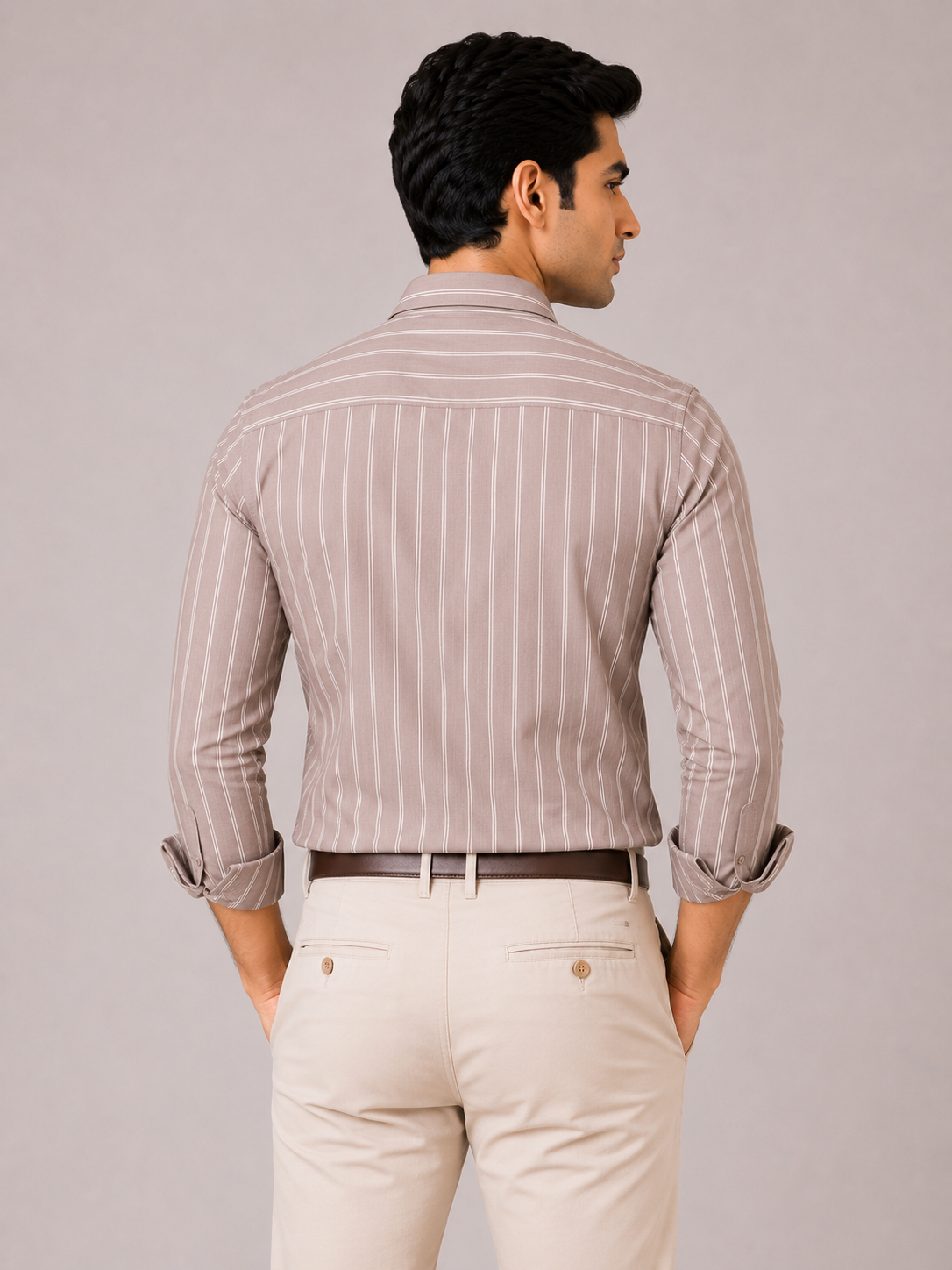 Dusty Pink Striped Semi-Formal Shirt