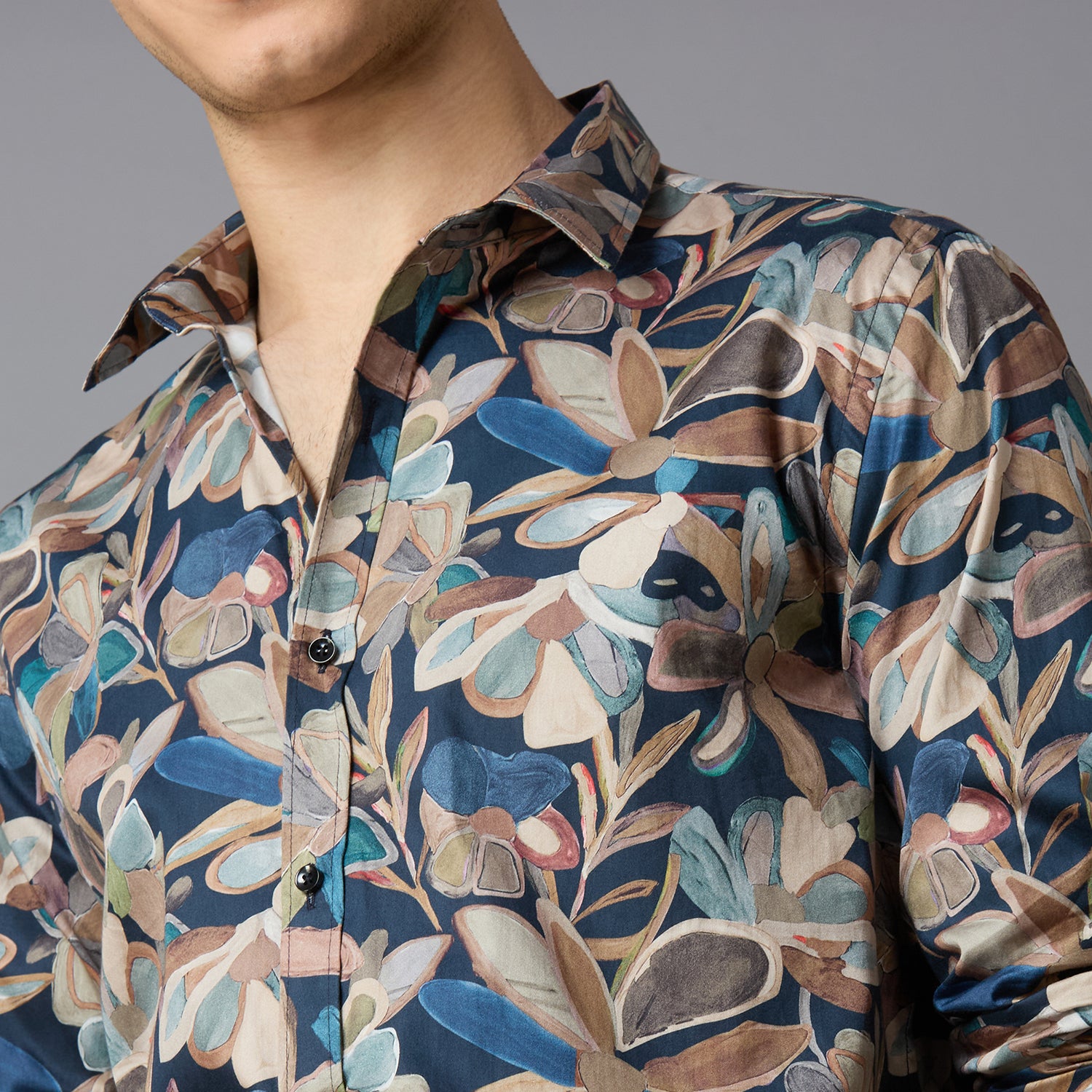 Men's Slim Fit Blue 100% Cotton Printed Shirt | Mark & Albert
