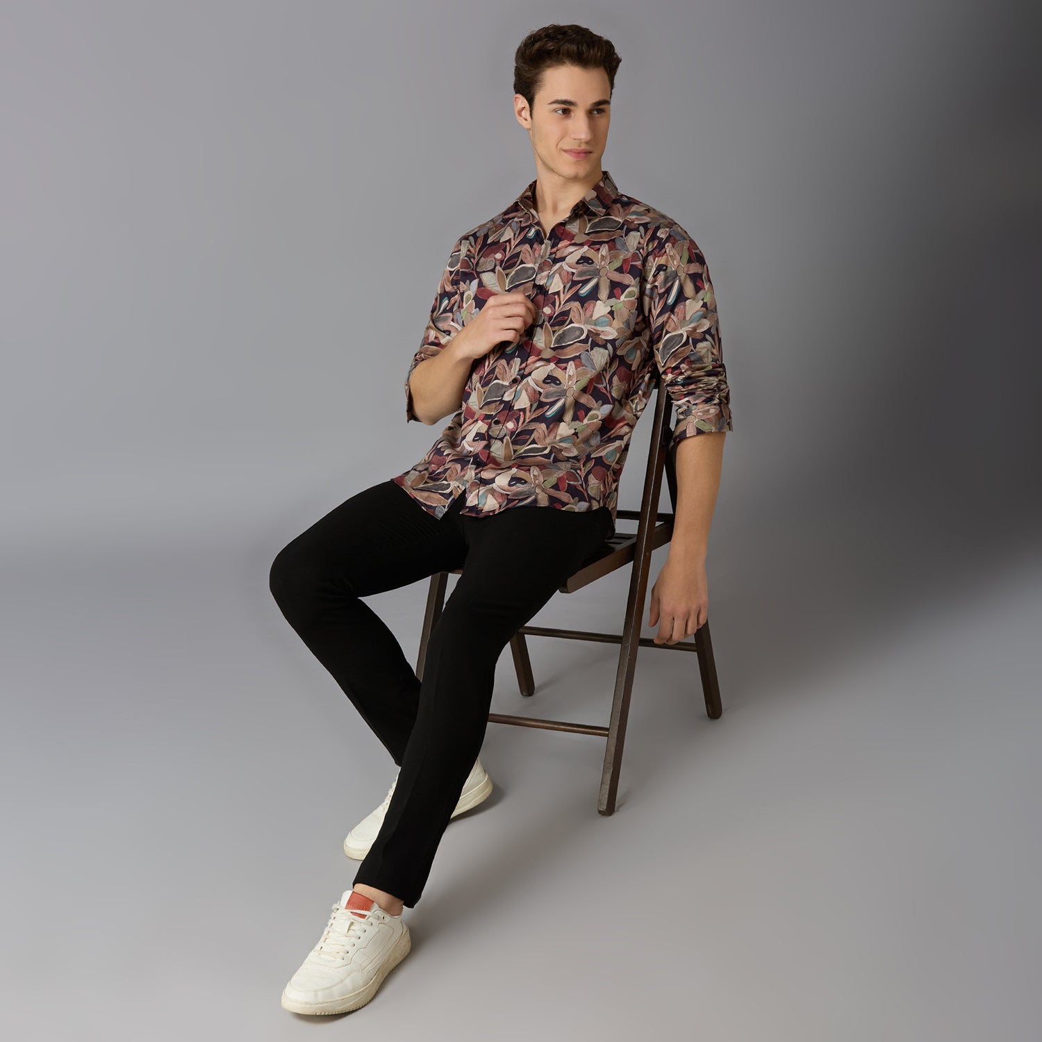 Men's Slim Fit Red 100% Cotton Printed Shirt | Mark & Albert