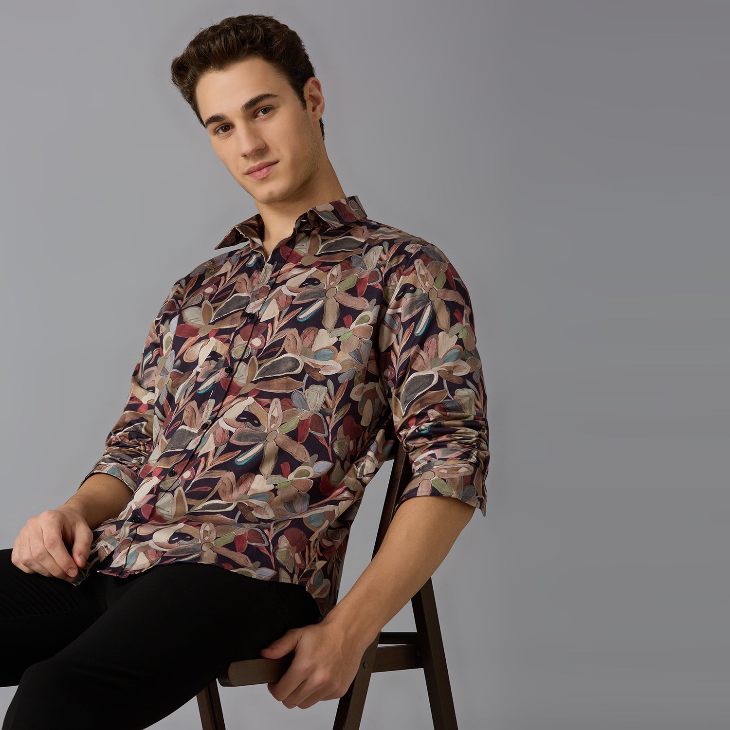 Men's Slim Fit Red 100% Cotton Printed Shirt | Mark & Albert