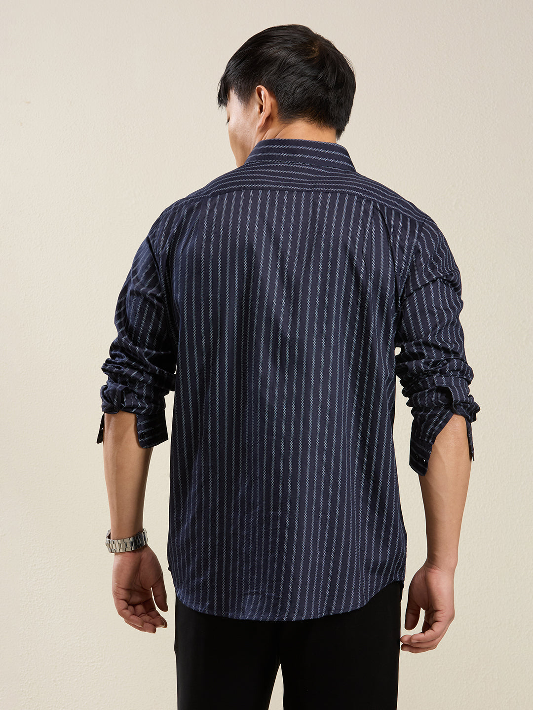 Midnight Stripes – 100% Cotton Slim Fit Shirt