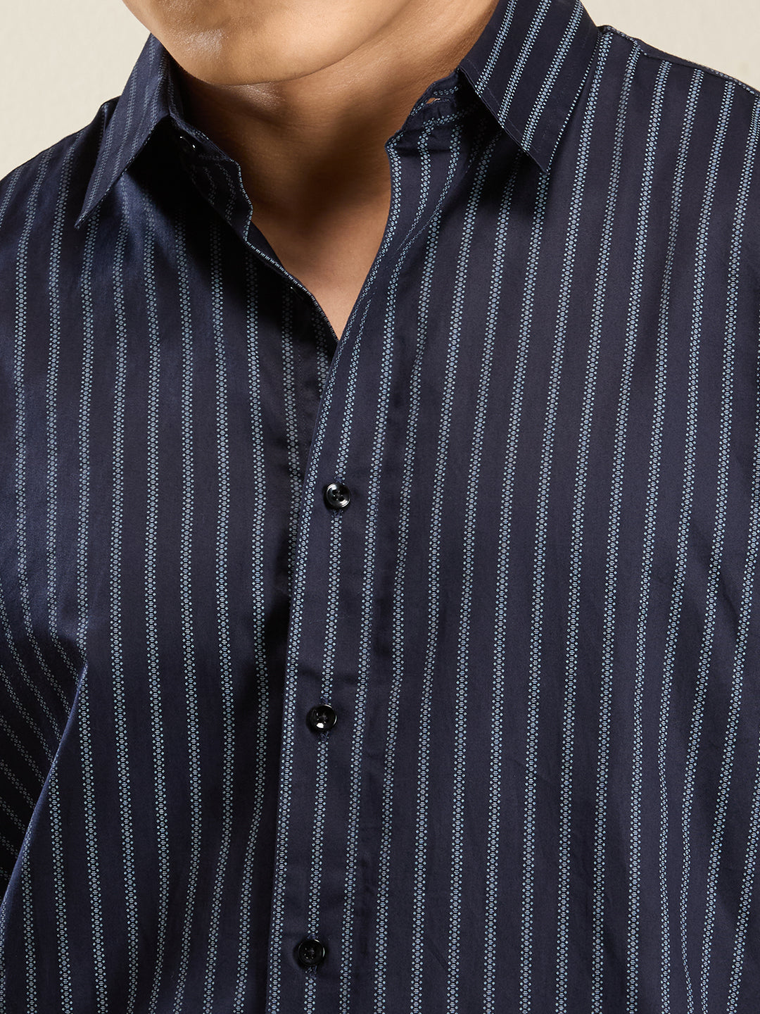 Midnight Stripes – 100% Cotton Slim Fit Shirt