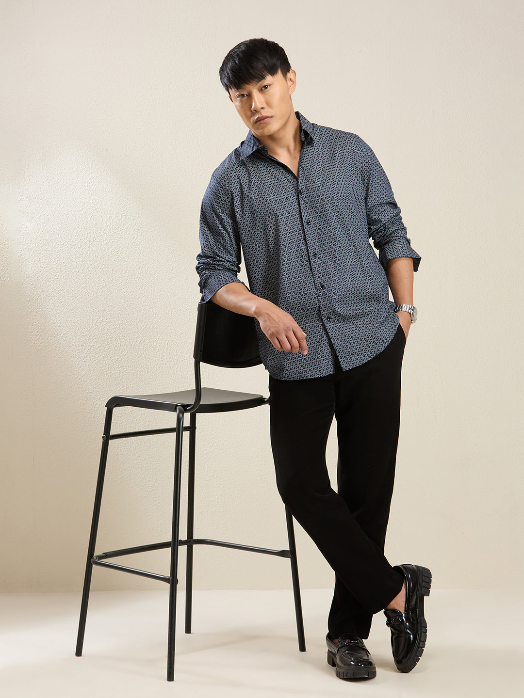Navy Micro-Print Shirt