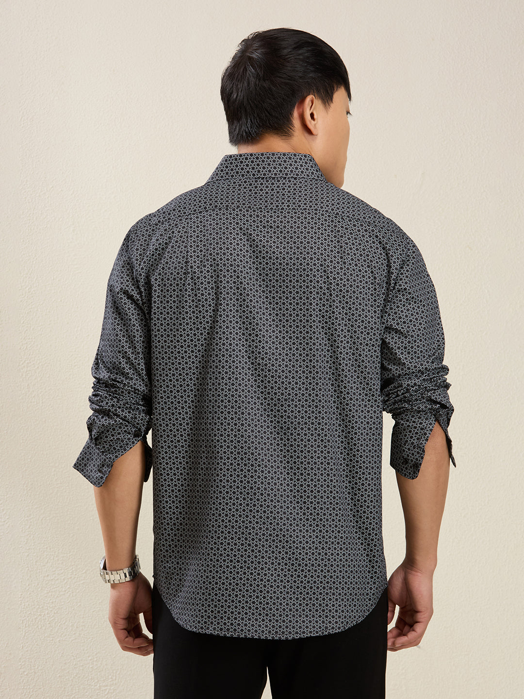 Men’s Black Micro-Print Slim Fit Shirt