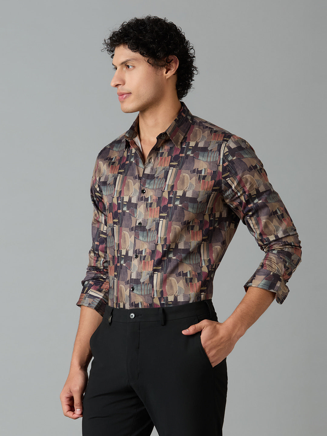 Men's Slim Fit Red 100% Cotton Printed Shirt | Mark & Albert