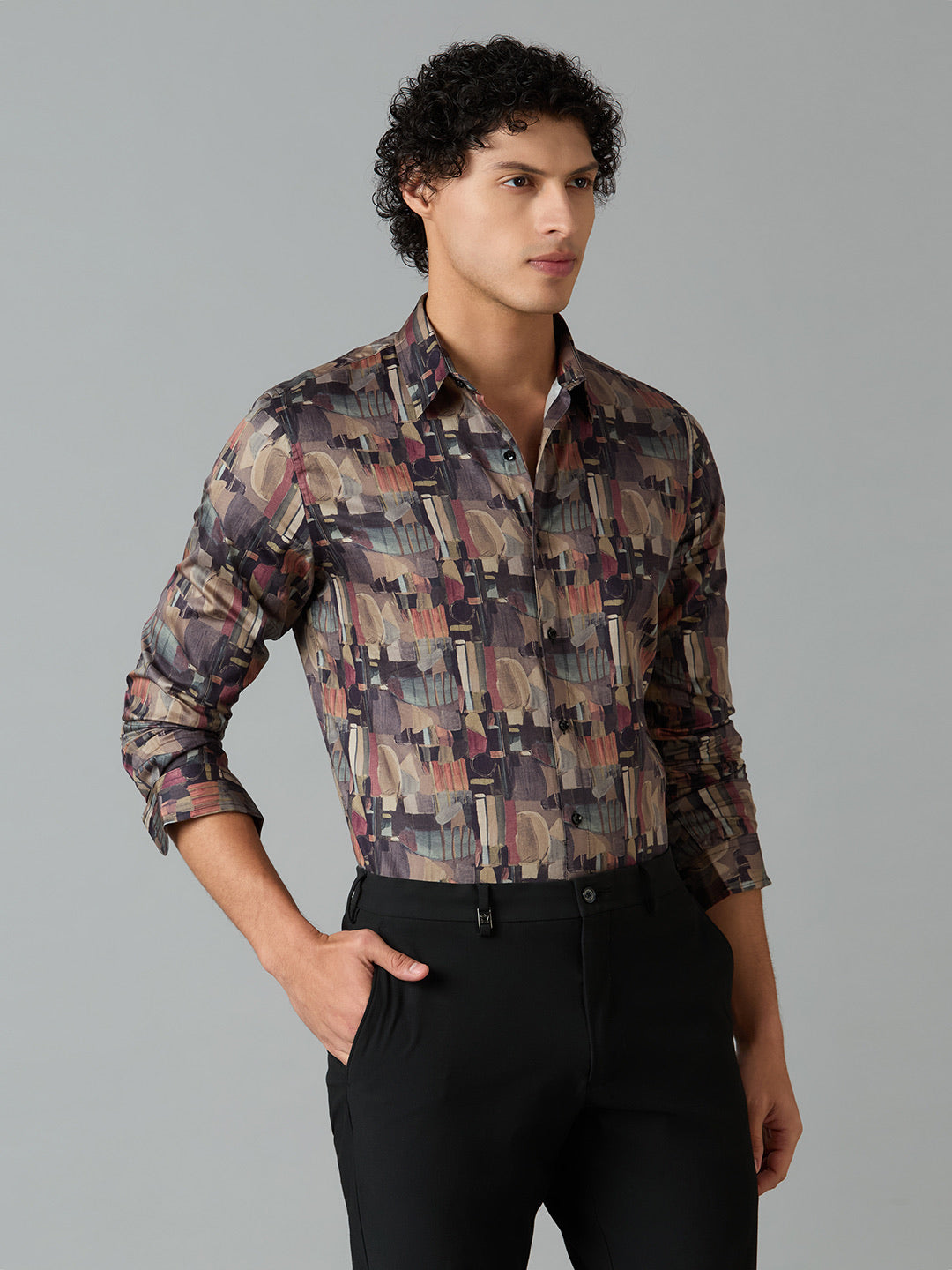 Men's Slim Fit Red 100% Cotton Printed Shirt | Mark & Albert