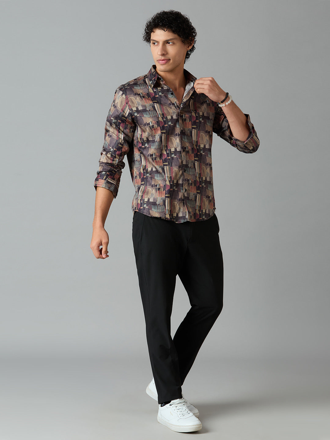 Men's Slim Fit Red 100% Cotton Printed Shirt | Mark & Albert