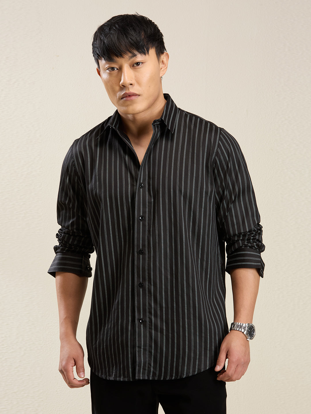 Shadow Stripes – 100% Cotton Slim Fit Shirt