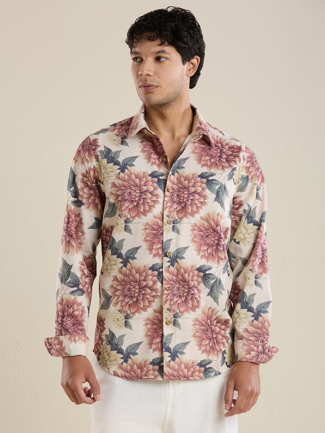 Men's Slim Fit Floral Linen Shirt | Mark & Albert