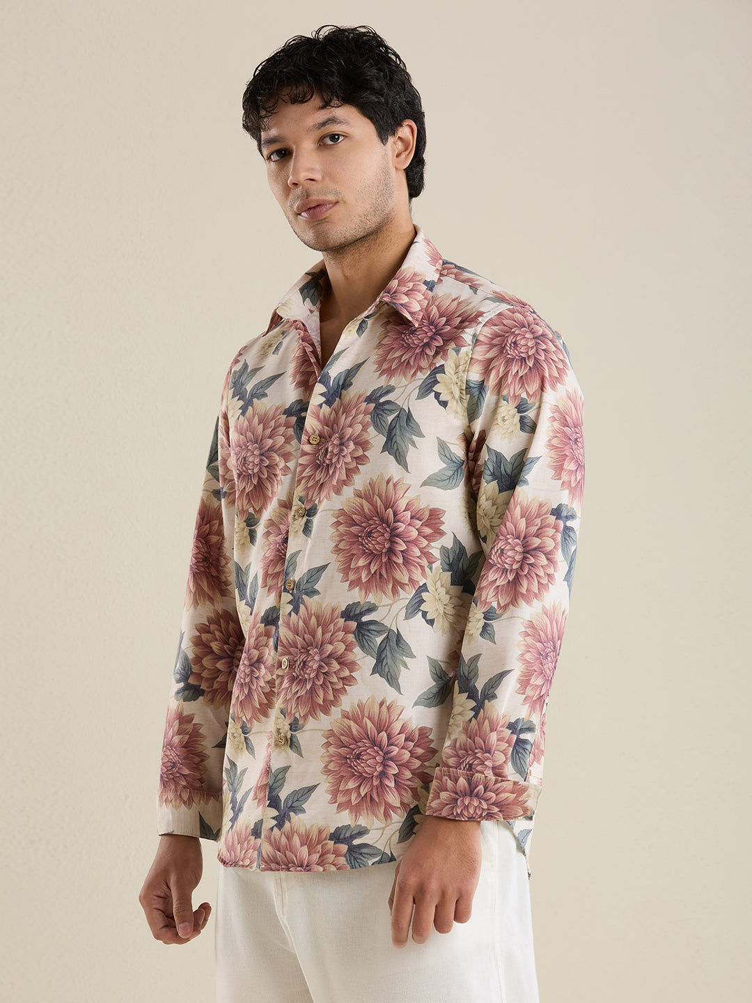 Men's Slim Fit Floral Linen Shirt | Mark & Albert